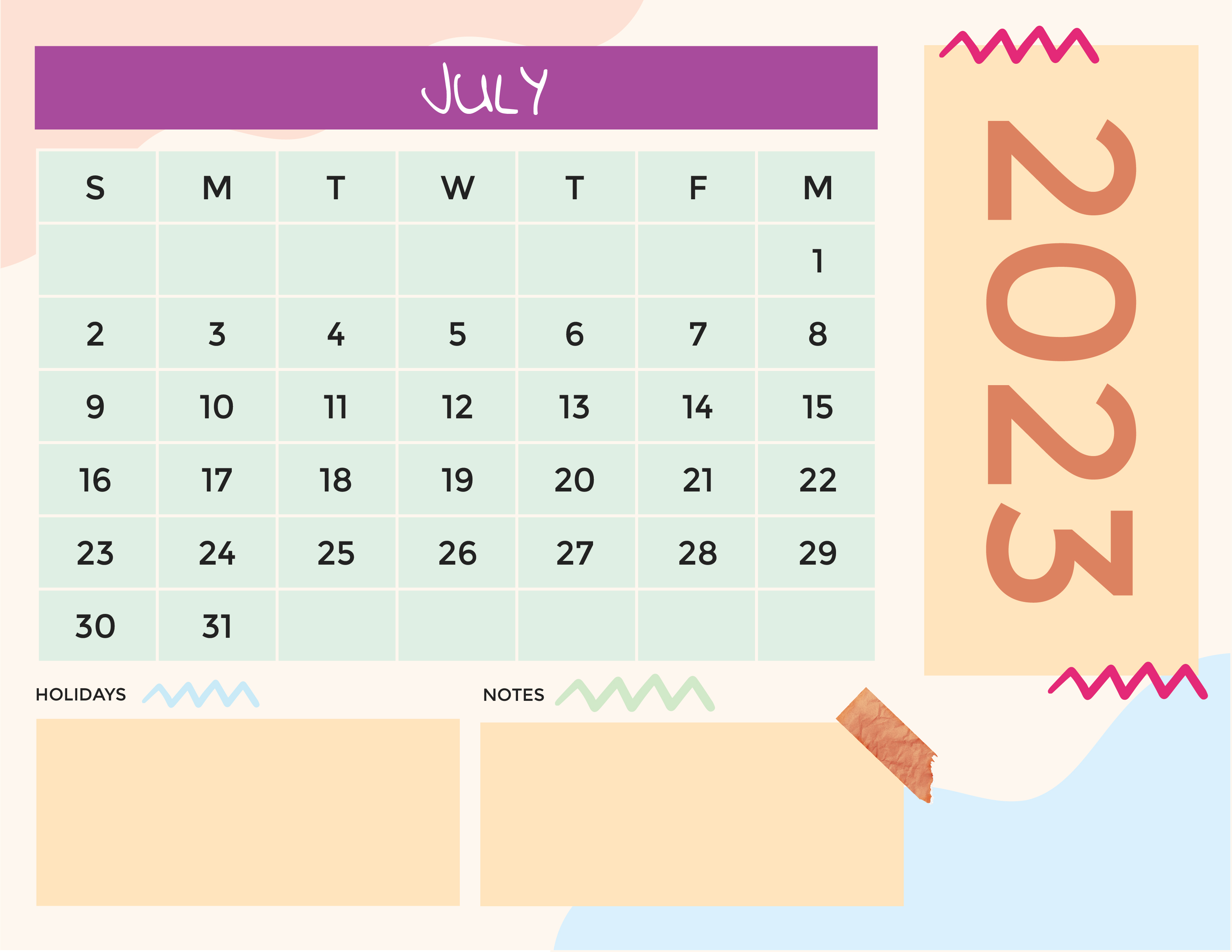 Free Colorful 2023 Calendar Template to Edit Online