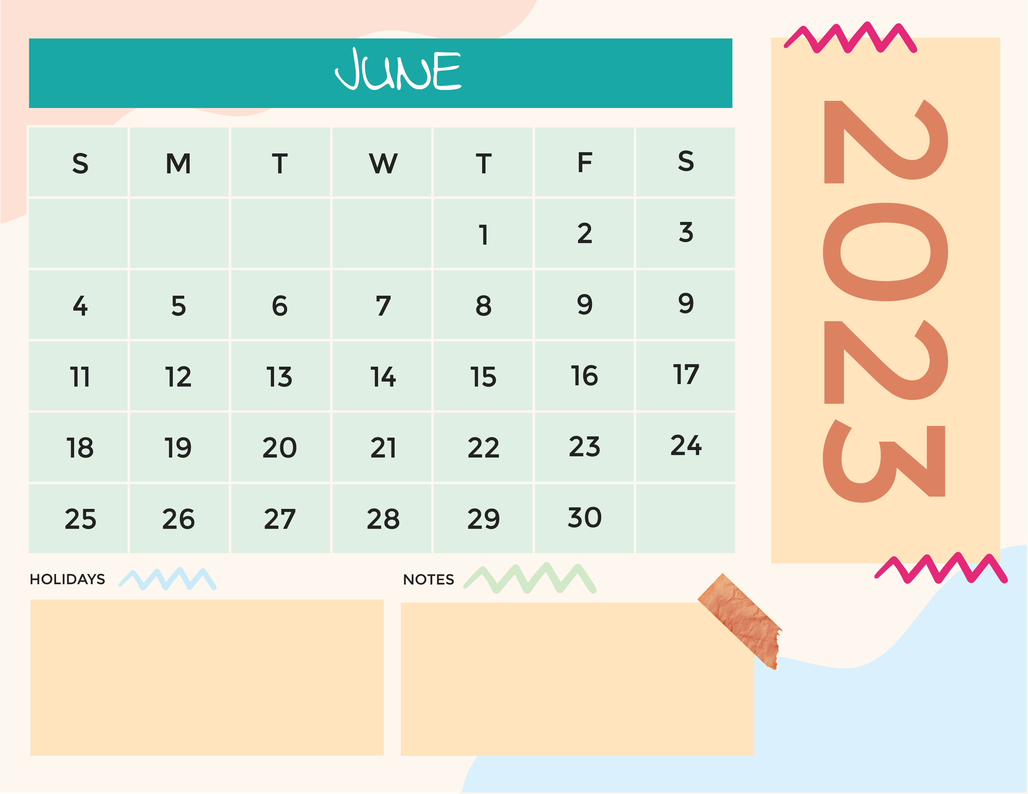 Free Colorful 2023 Calendar Template to Edit Online