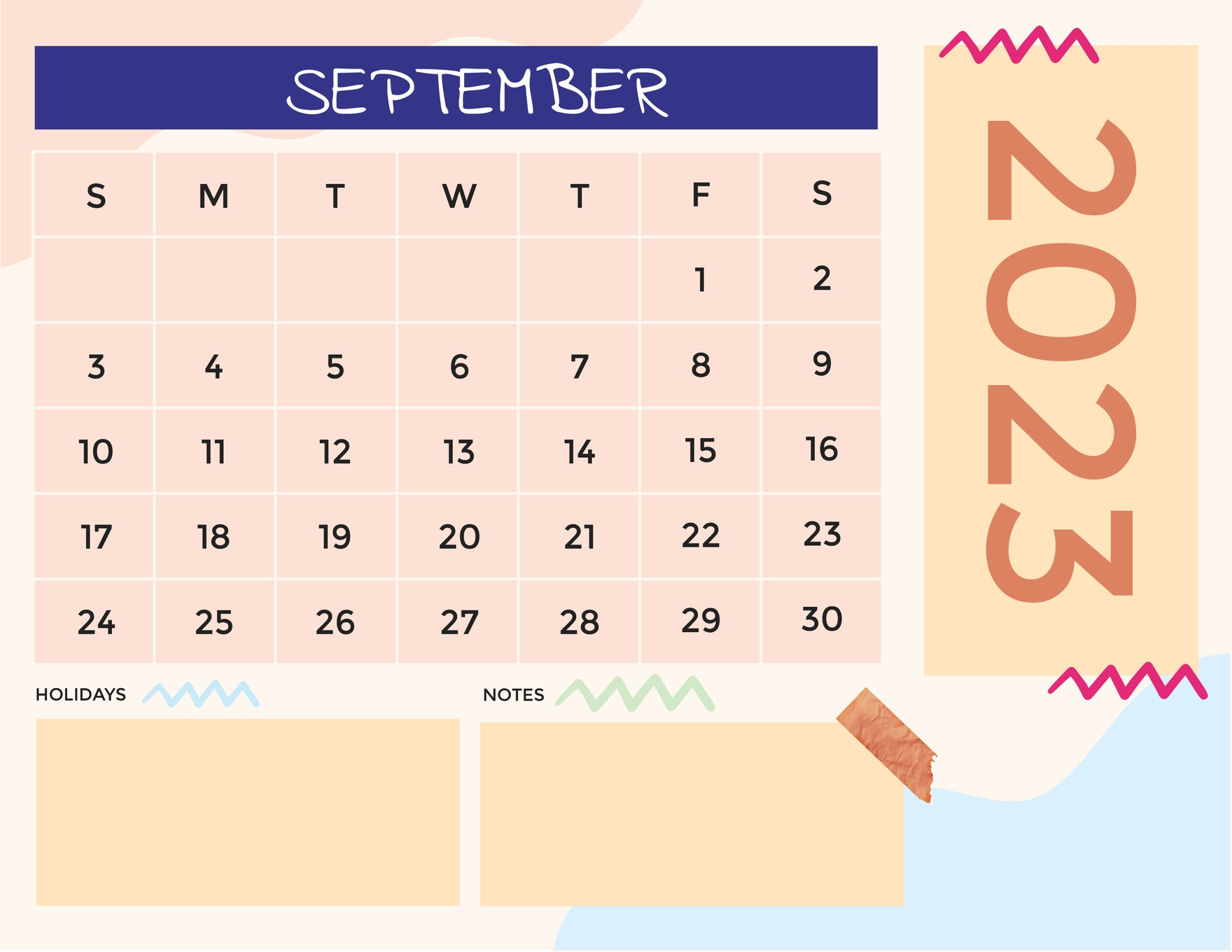 Colorful 2023 Calendar - Word, Google Docs, Illustrator, PSD | Template.net