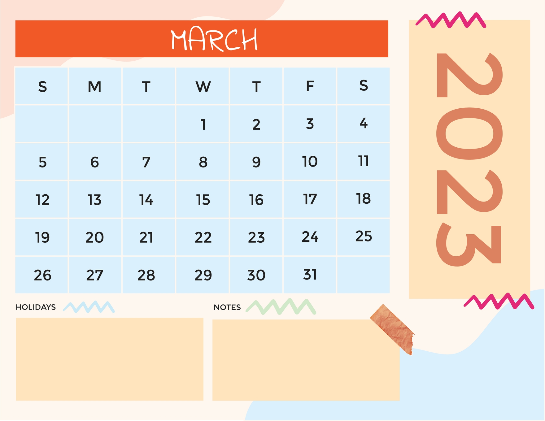 Colorful 2023 Calendar Download in Word, Google Docs, Illustrator
