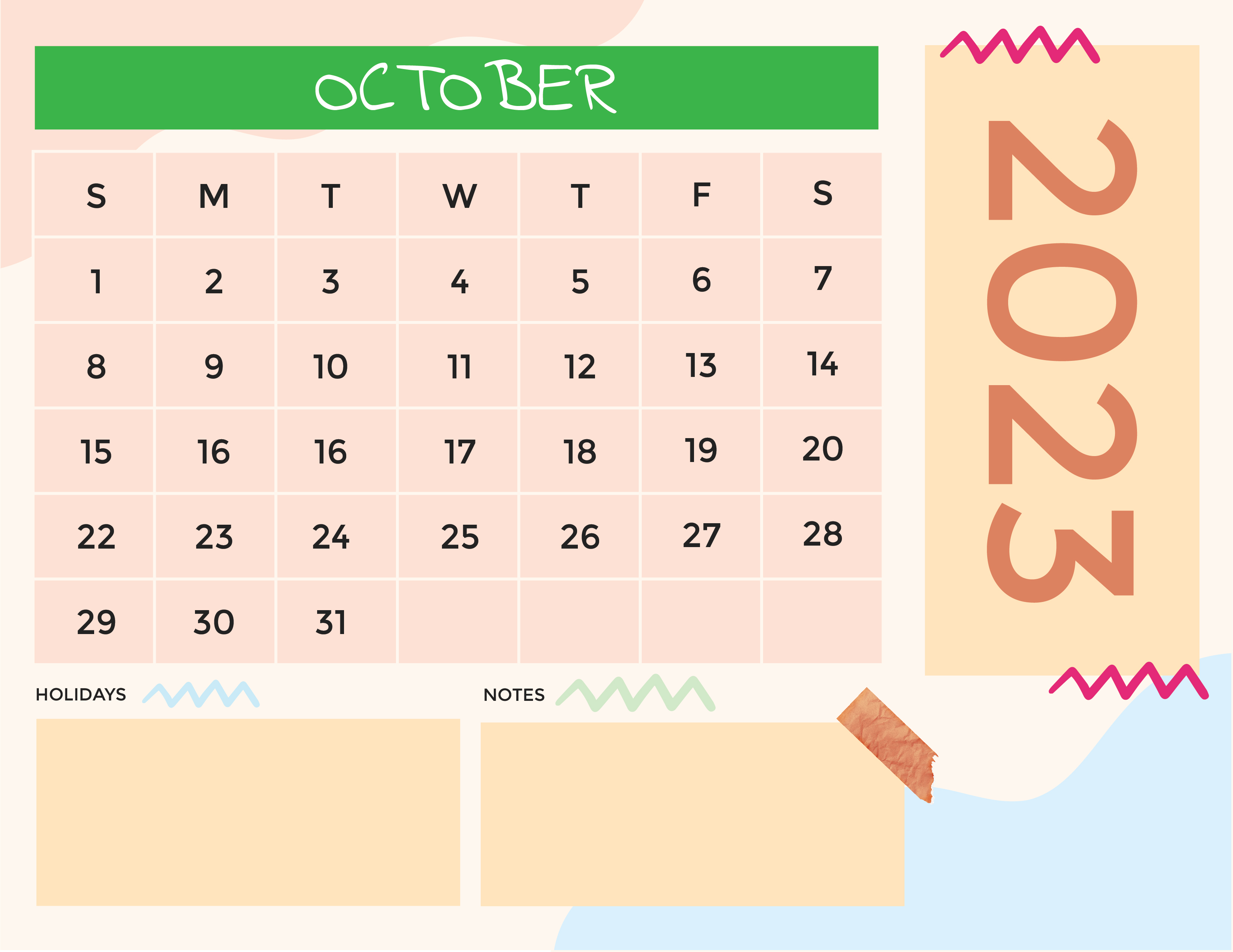 Free Colorful 2023 Calendar Template to Edit Online