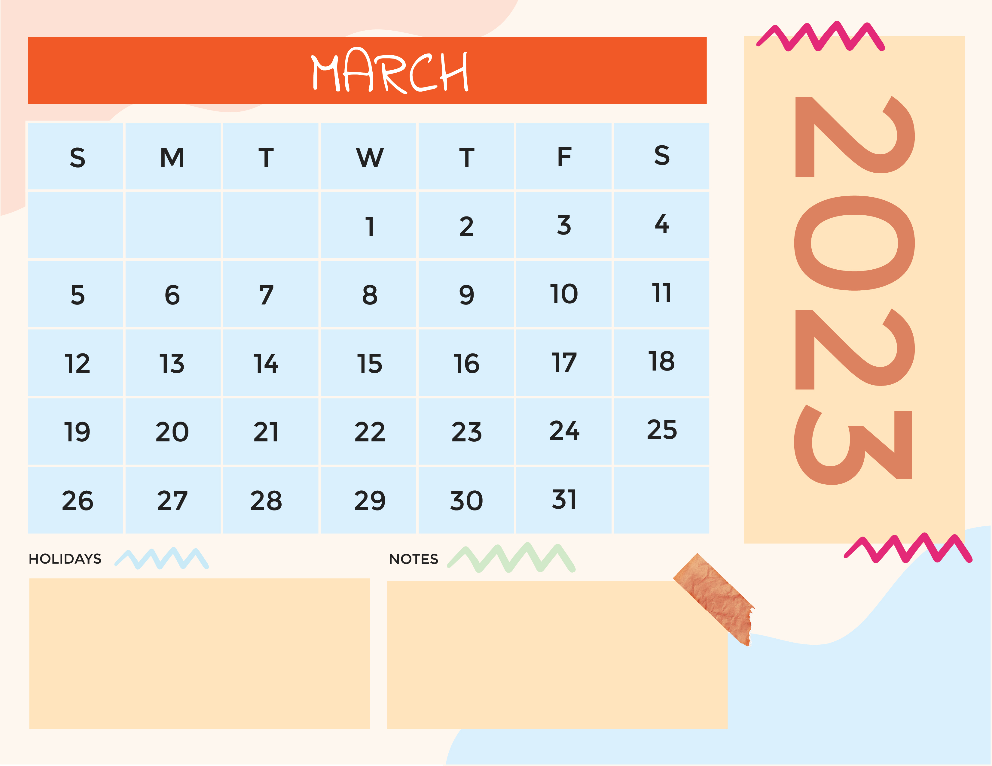 Free Colorful 2023 Calendar Template to Edit Online