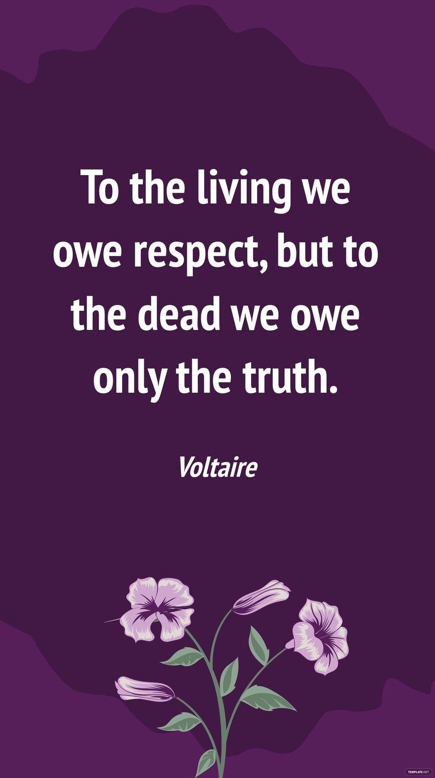 Voltaire - To the living we owe respect, but to the dead we owe only the truth.