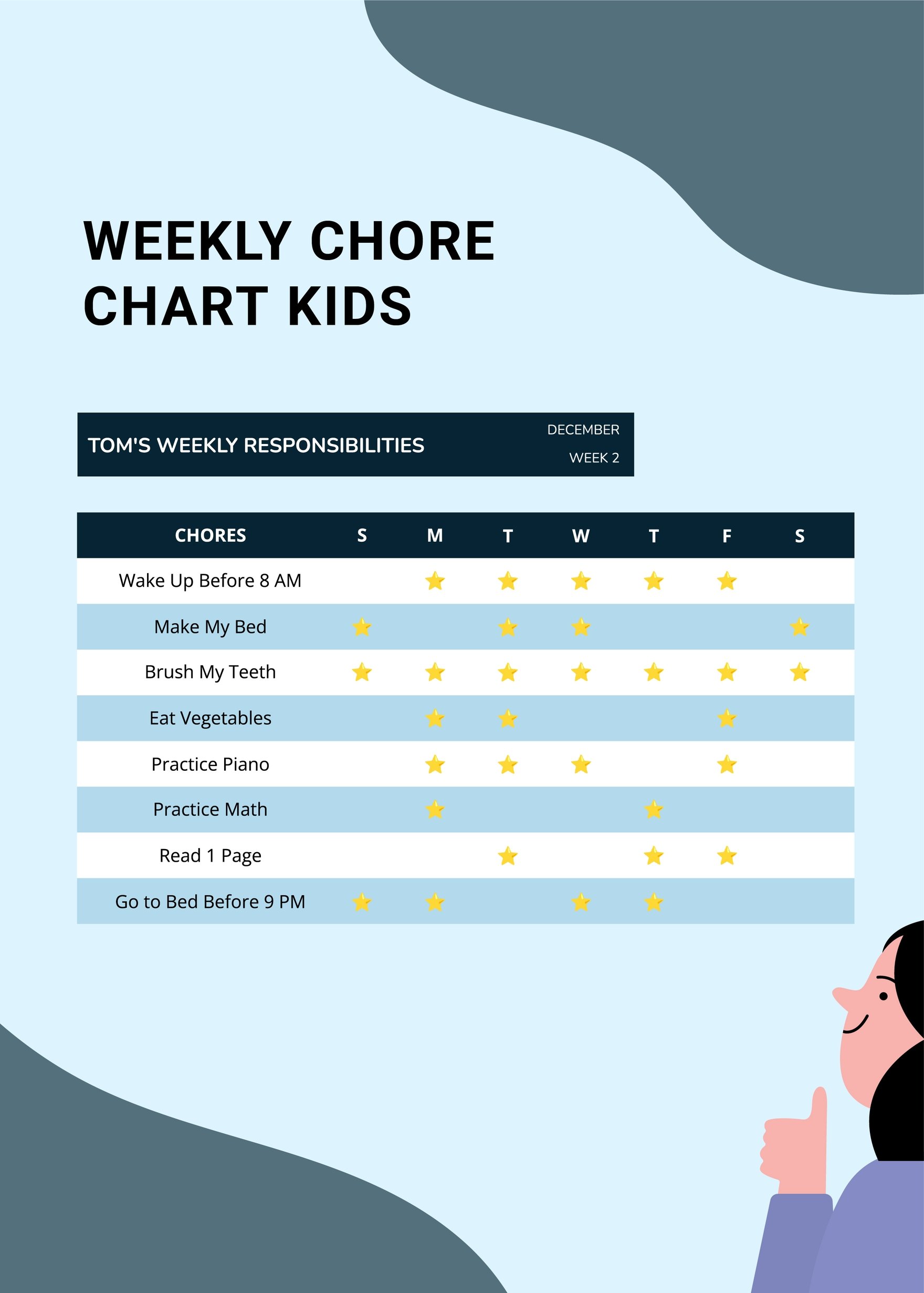 Weekly Chore Chart Kids