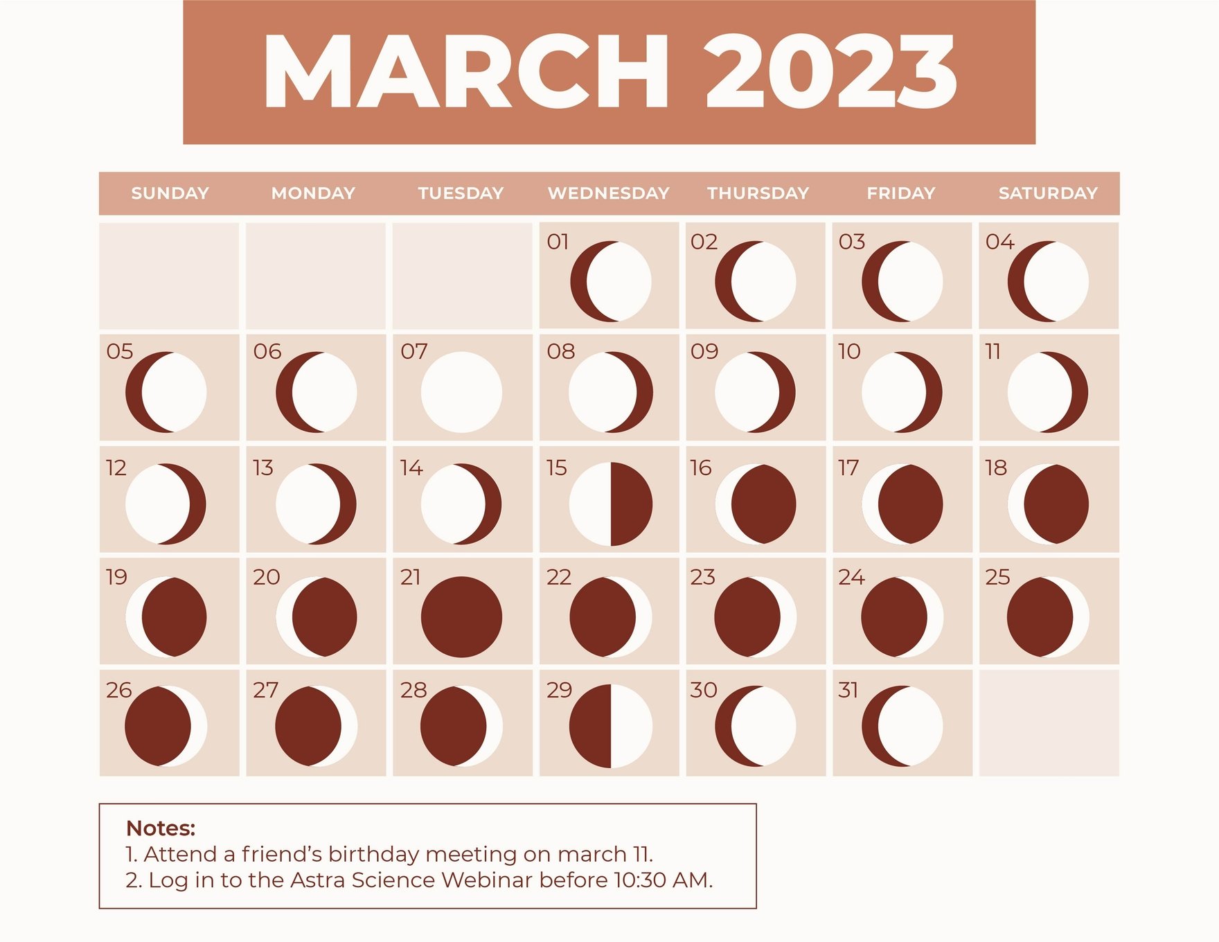 Lunar Calendar March 2023