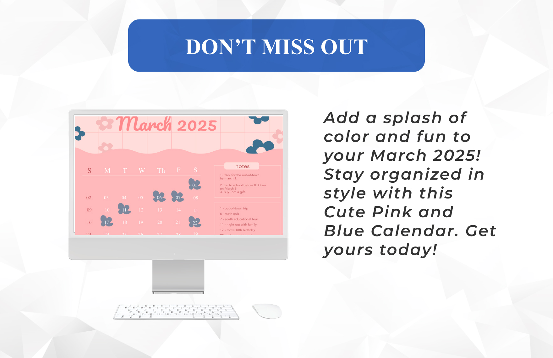 Cute March 2025 Calendar Template