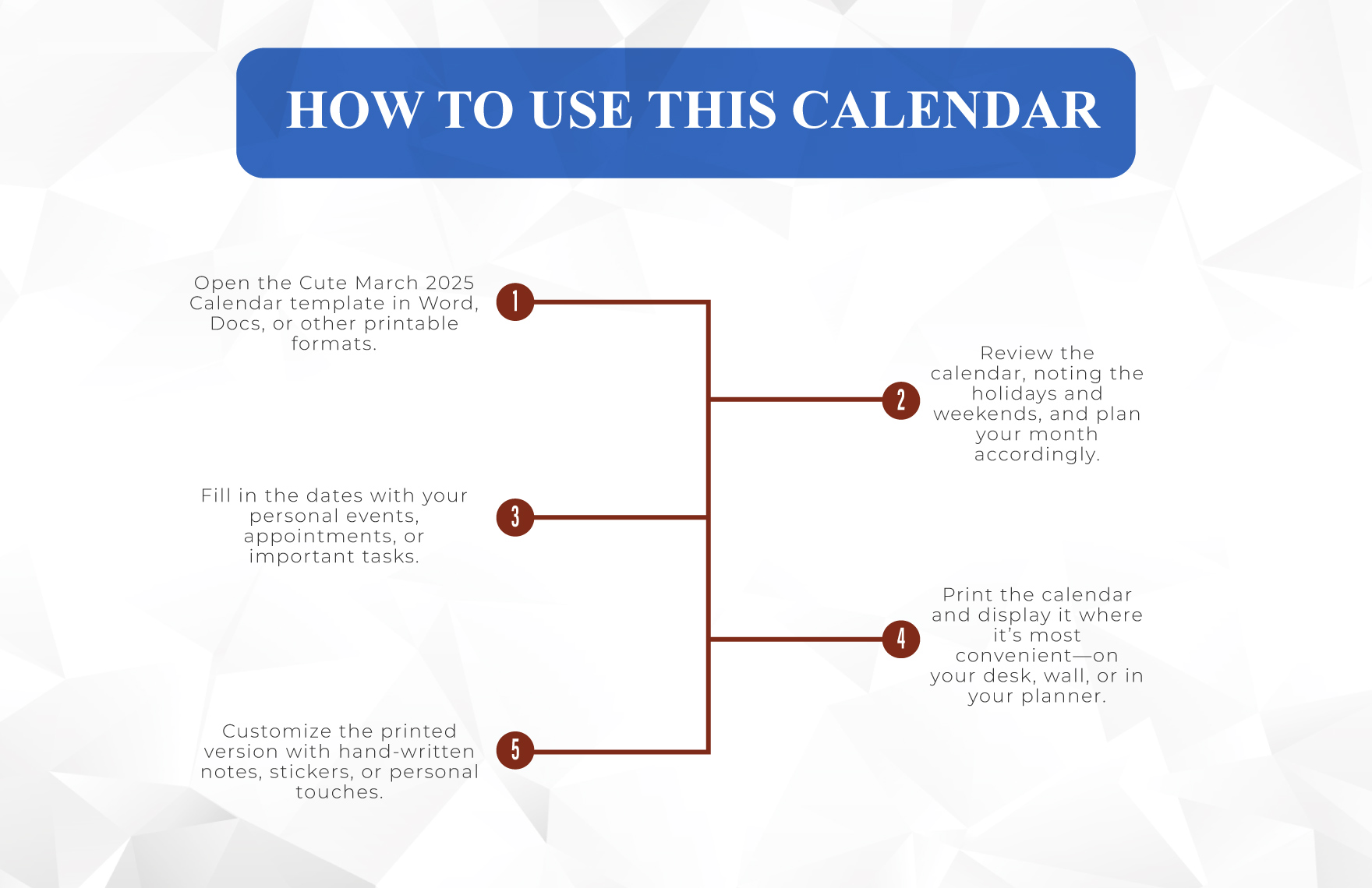 Cute March 2025 Calendar Template
