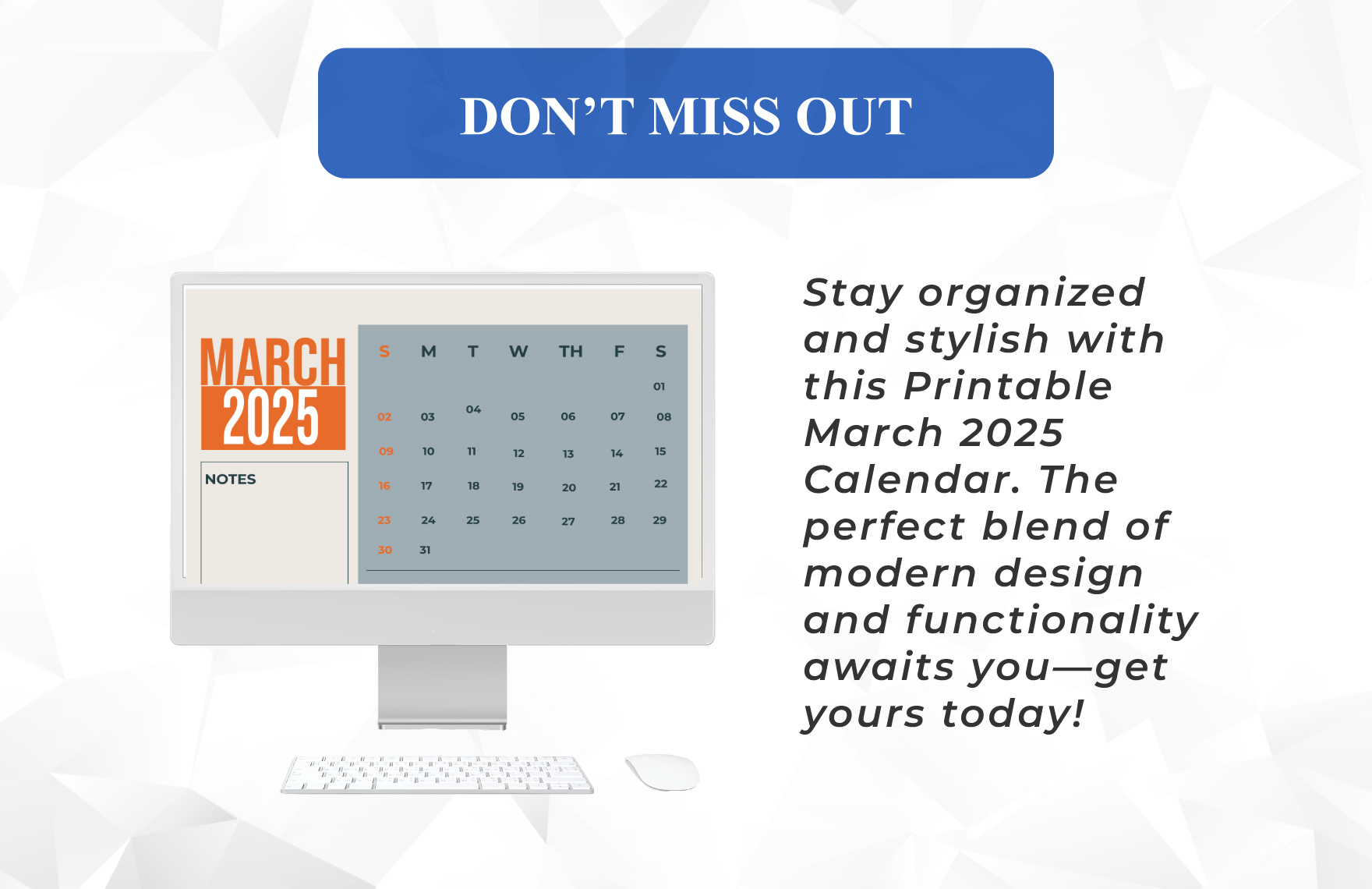 Printable March 2025 Calendar Template