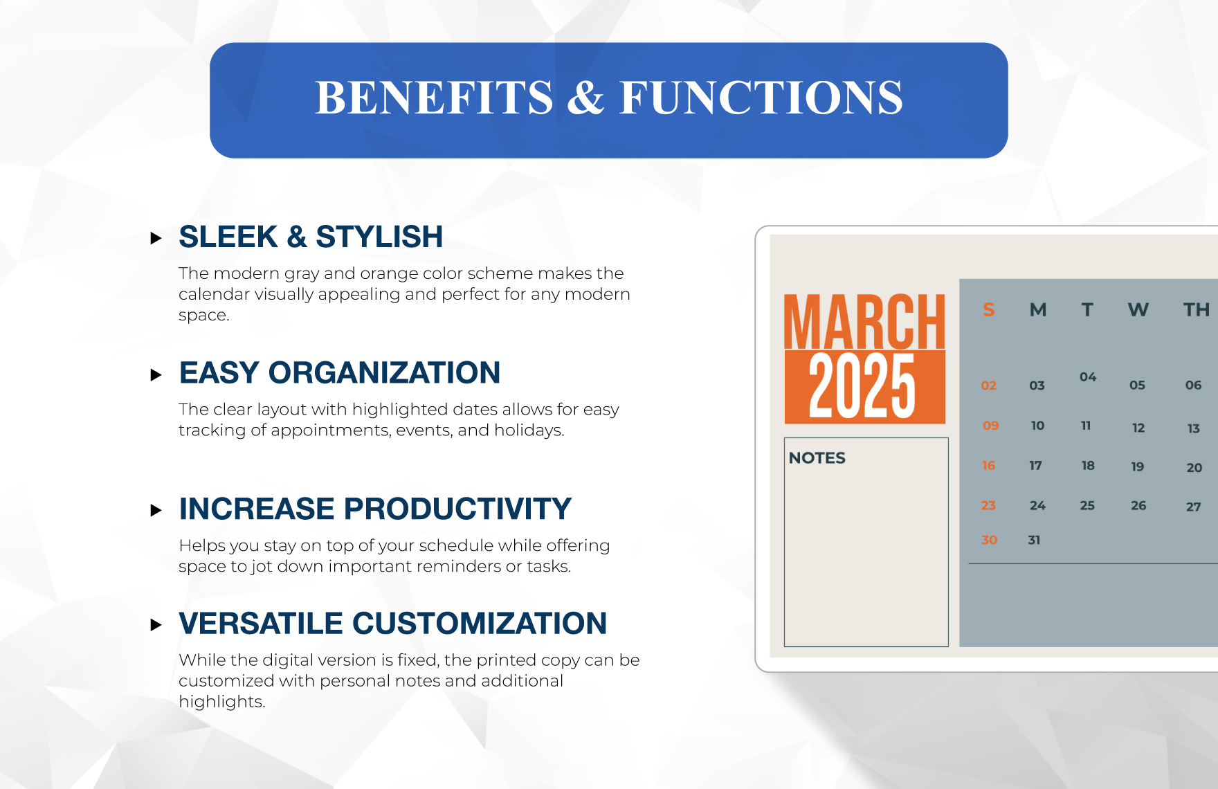 Printable March 2025 Calendar Template
