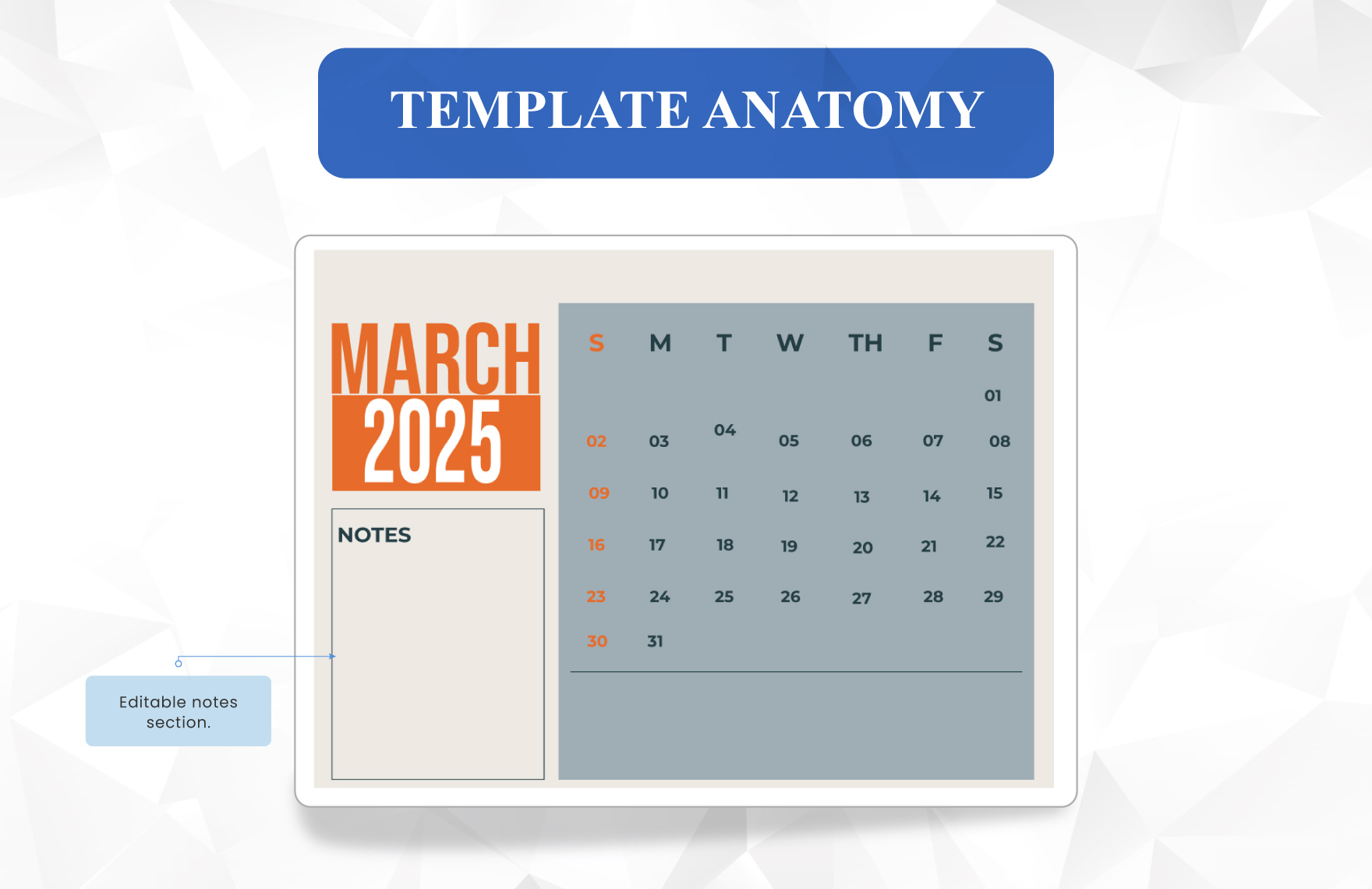 Printable March 2025 Calendar Template