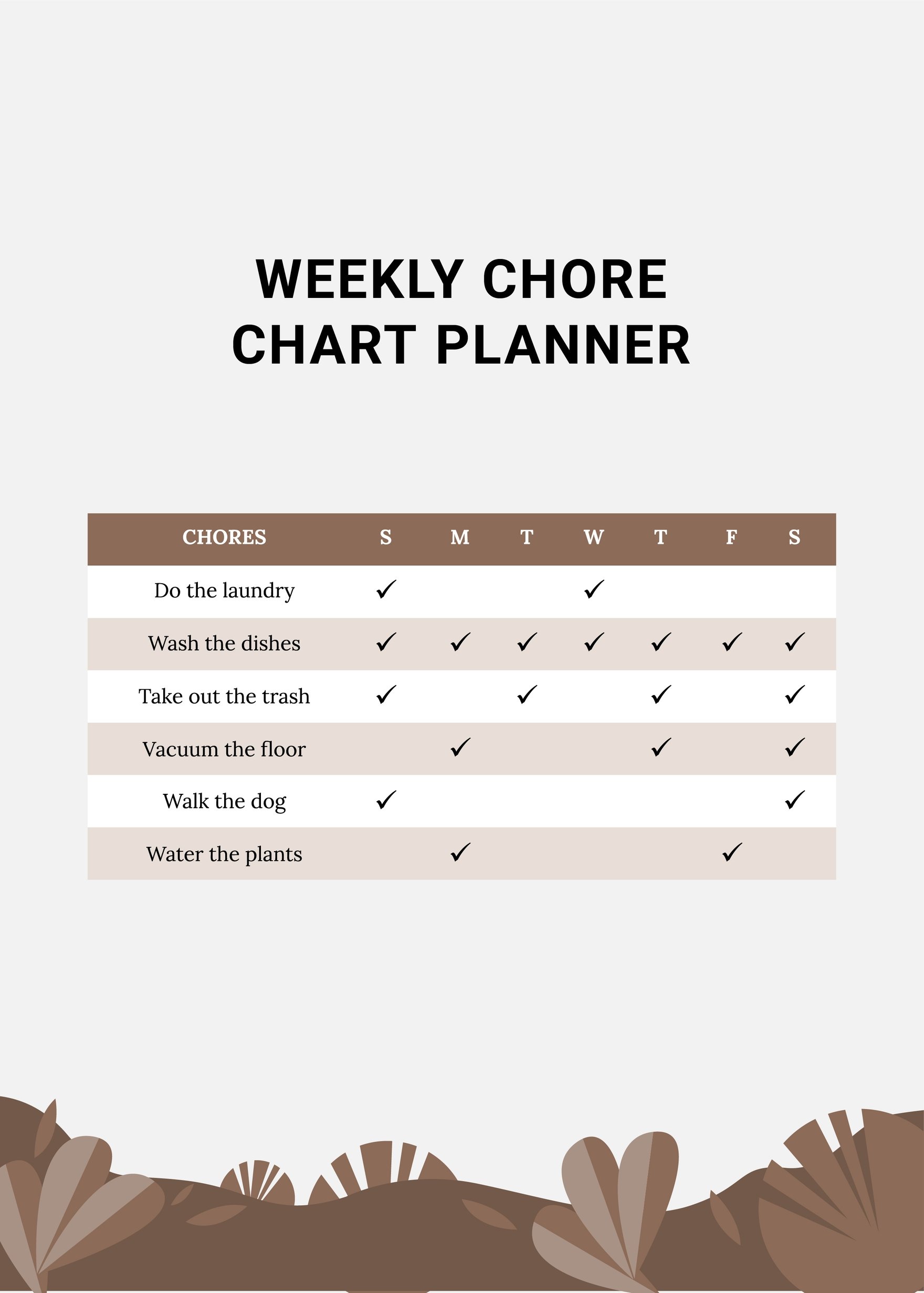 Weekly Chore Chart Planner