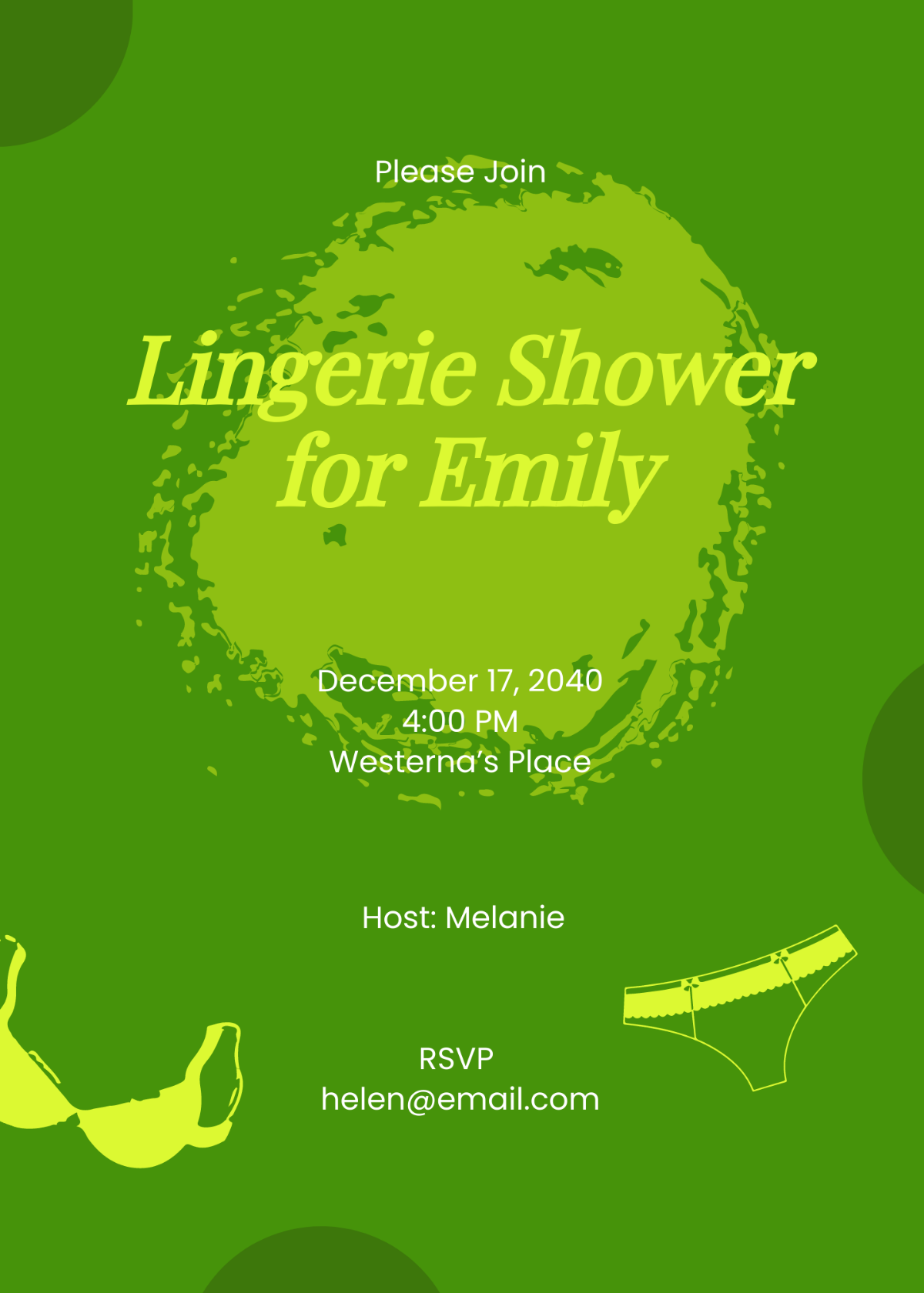 Watercolor Lingerie Shower Invitation Template