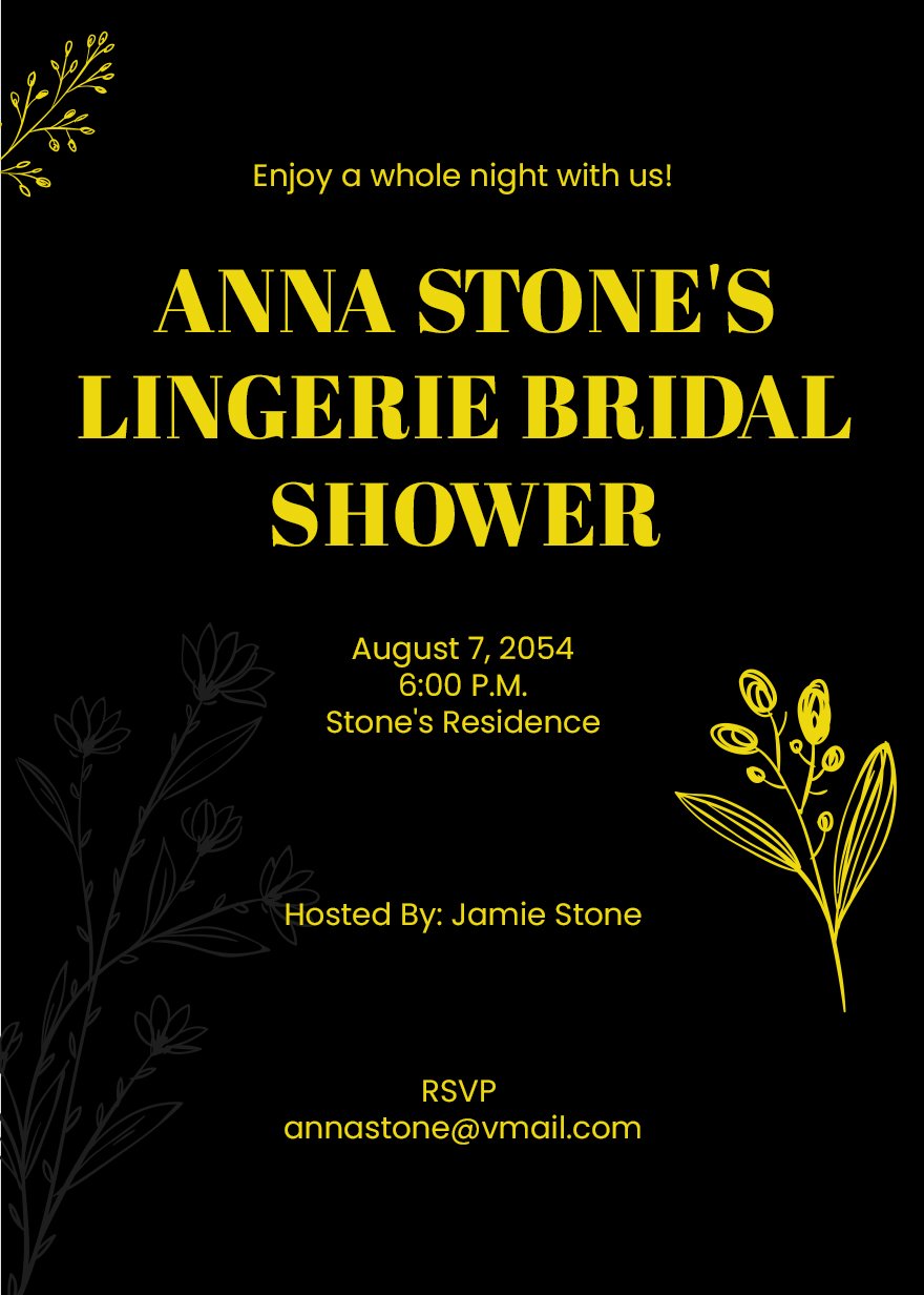 Free Black Gold Lingerie Bridal Shower Invitation