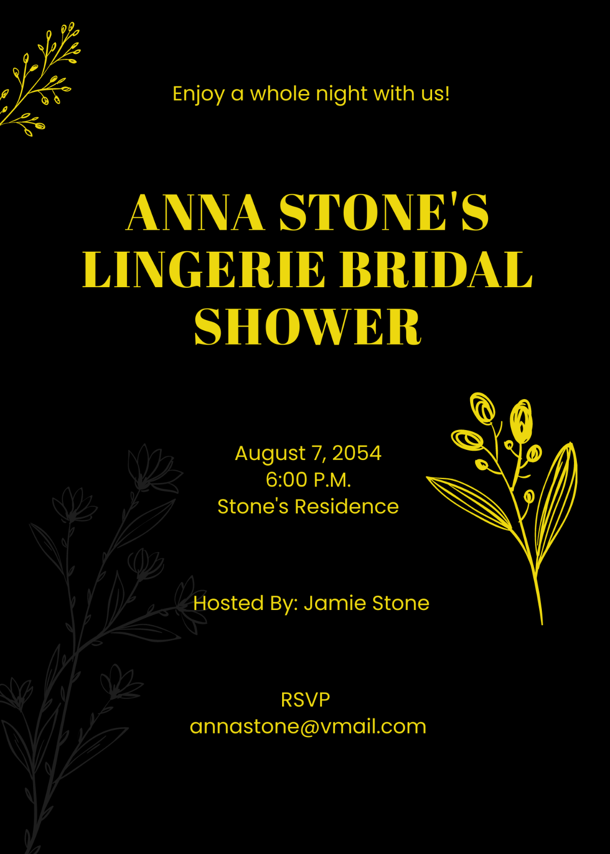 Black Gold Lingerie Bridal Shower Invitation Template