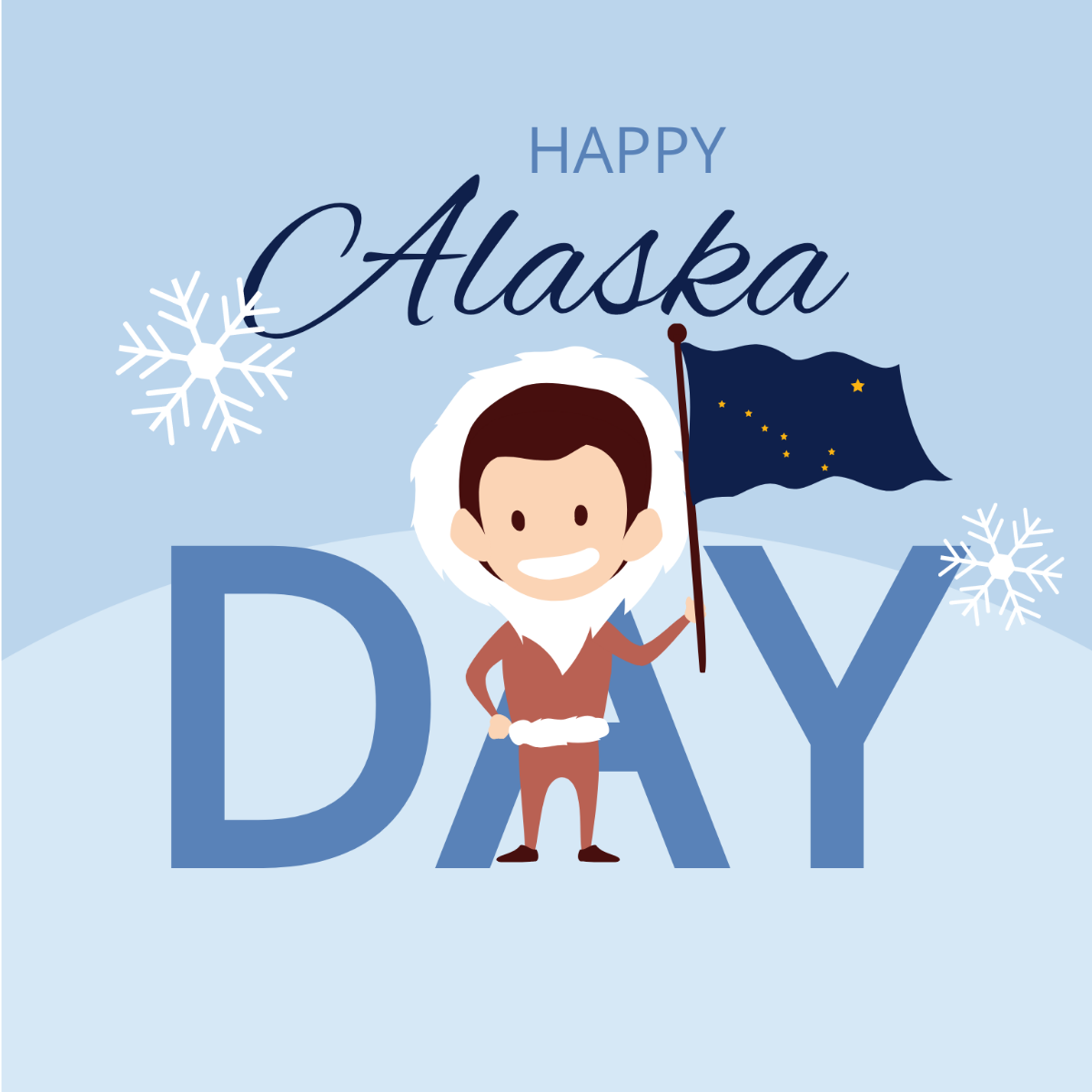 Free Alaska Day Cartoon Vector Template
