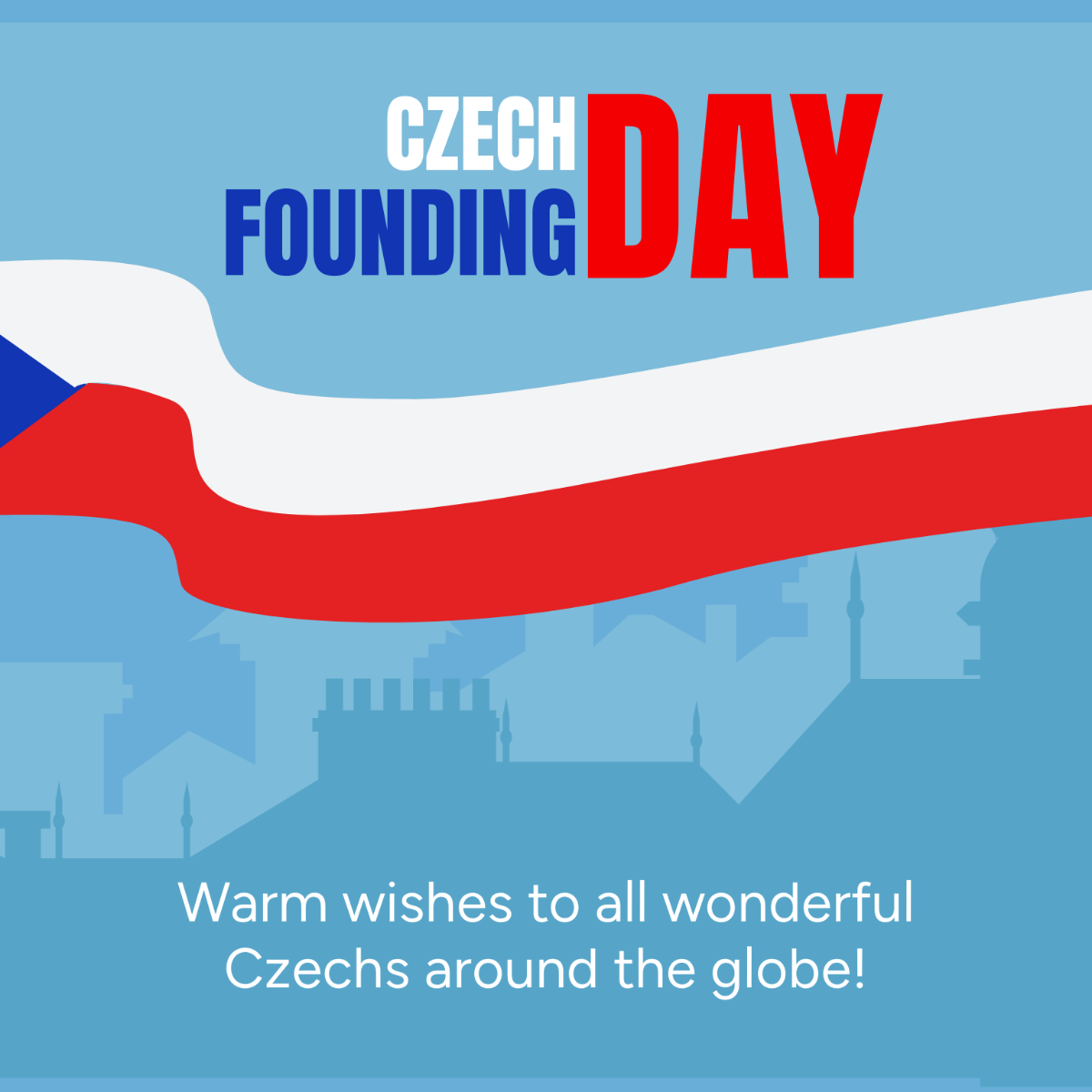 Czech Founding Day Wishes Vector Template