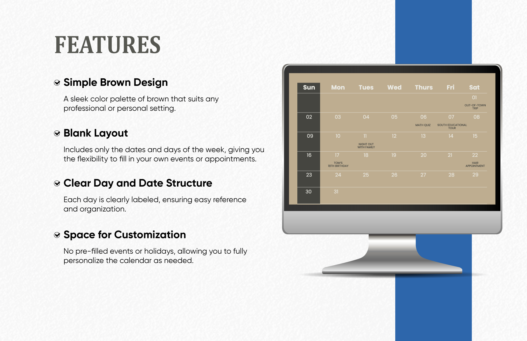 Blank March 2025 Calendar Template