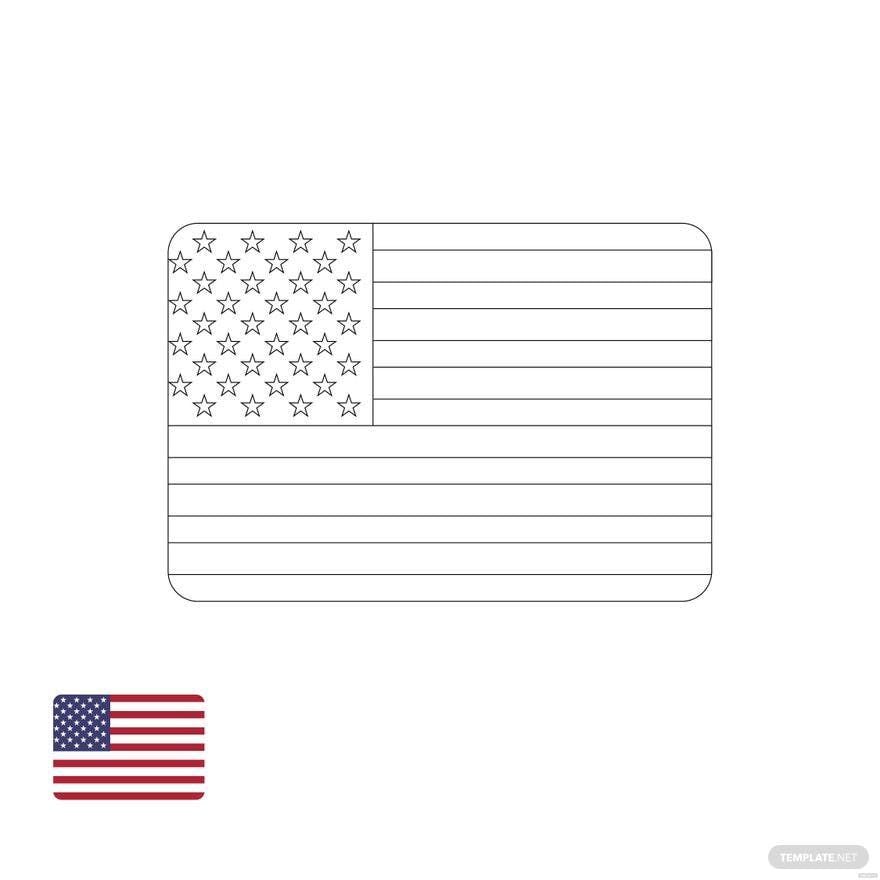 Free American Flag Map Coloring Page in PDF, EPS, JPG