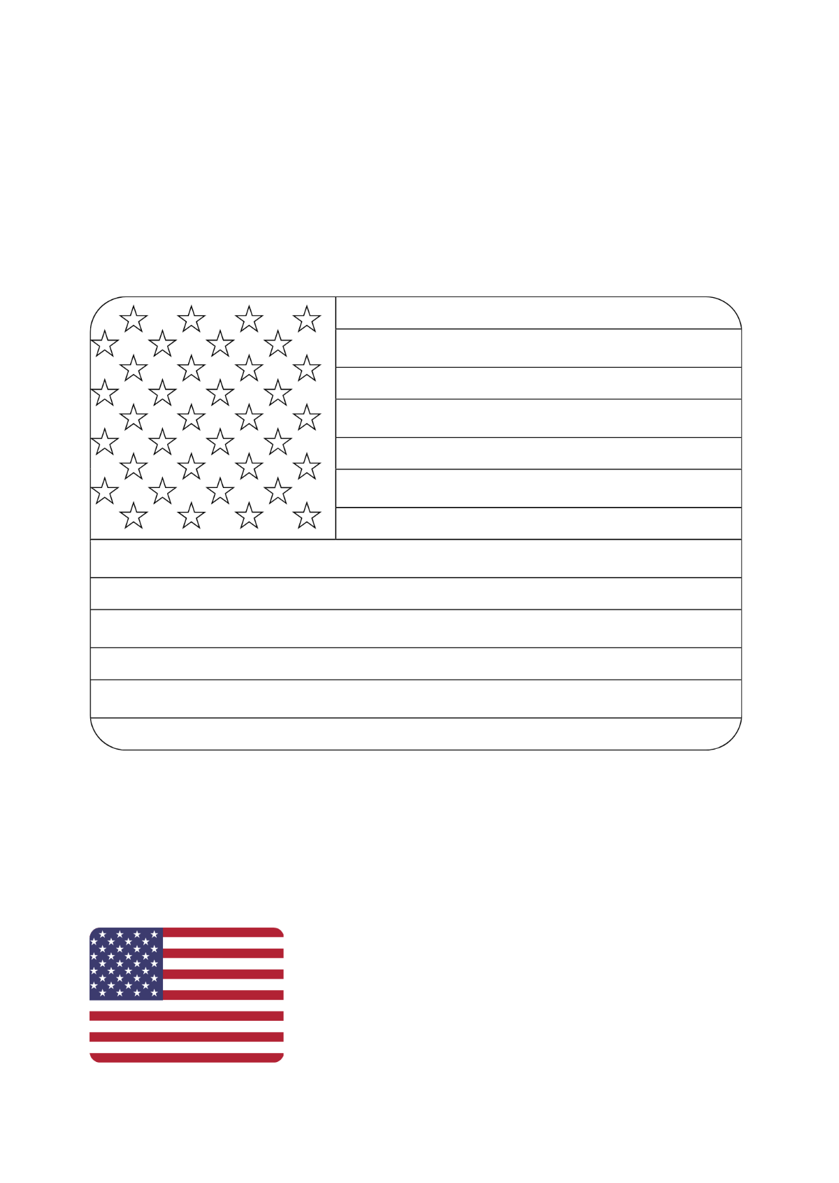 American Flag Map Coloring Page Template