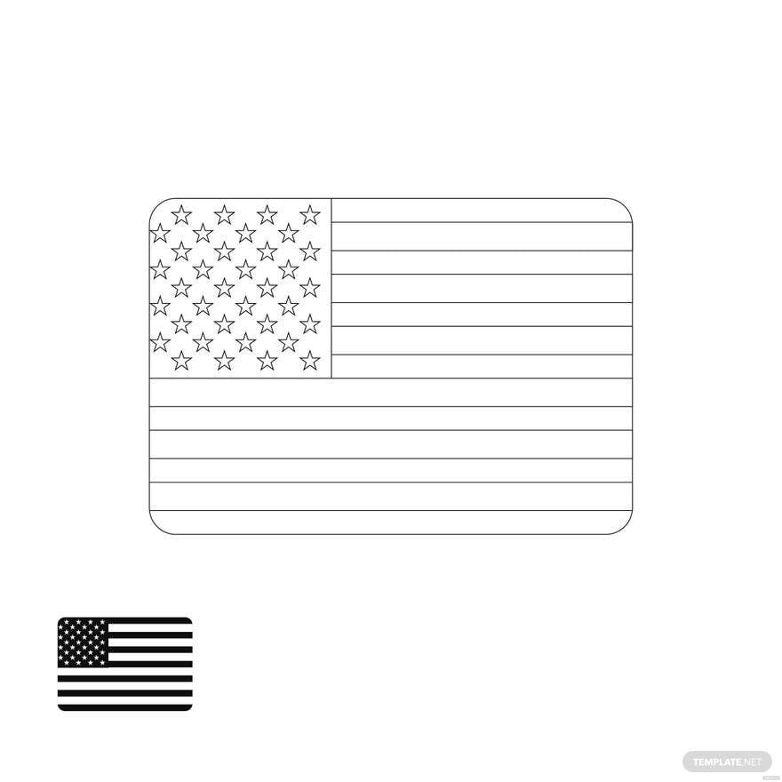 Free American Flag Coloring Page One Color