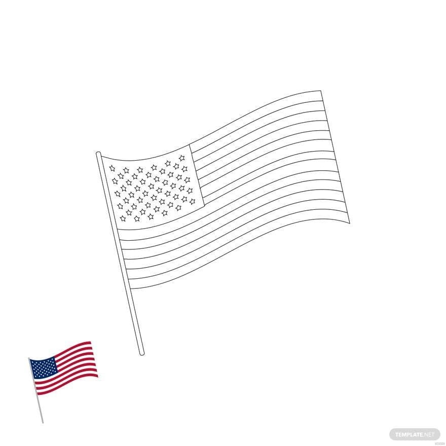 Free American Flag 50 Stars Coloring Page