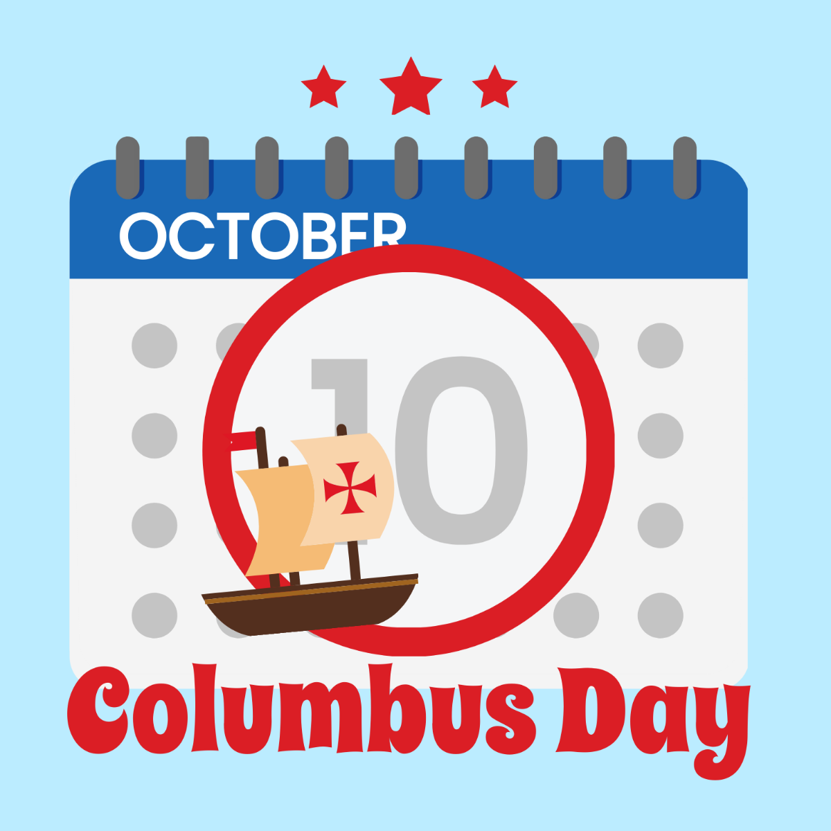 Columbus Day Calendar Vector Template