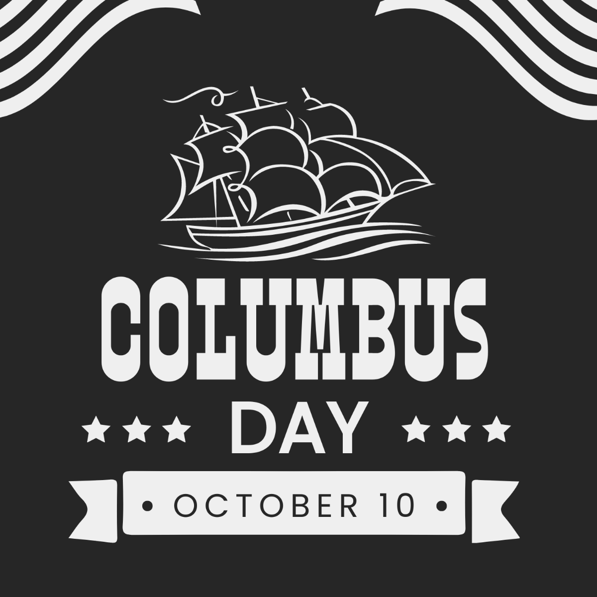 Columbus Day Chalk Design Vector Template