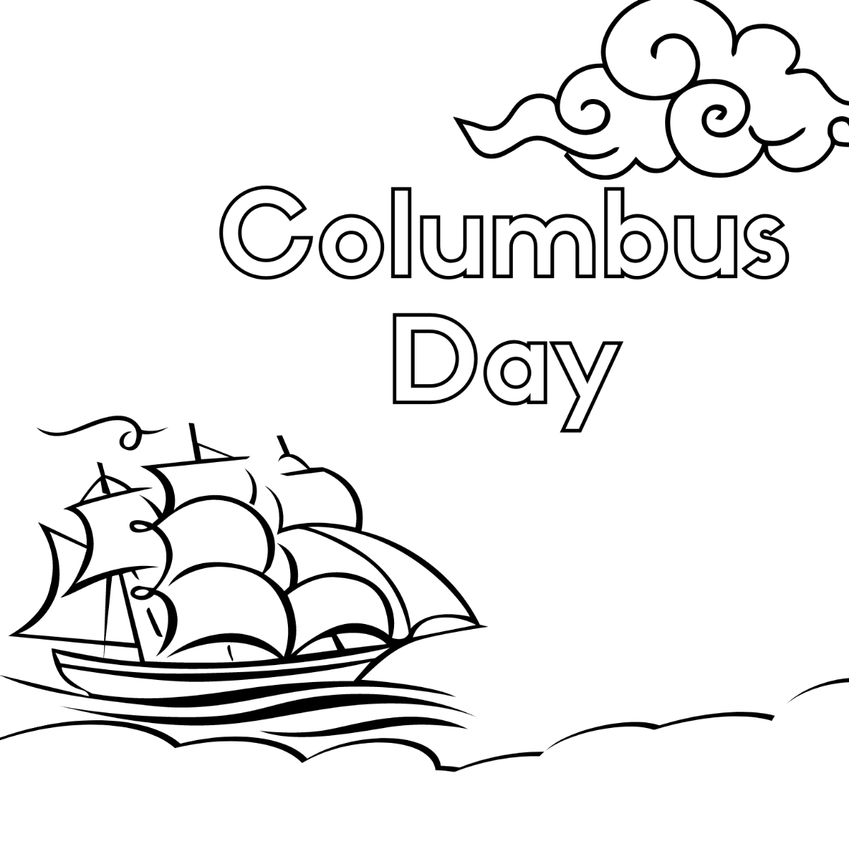 Columbus Day Sketch Vector Template