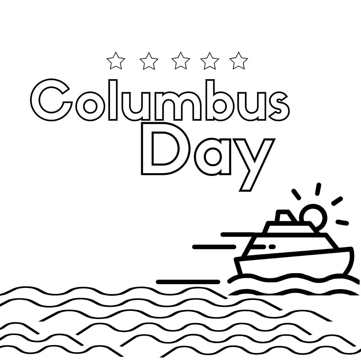 Columbus Day Drawing Vector Template