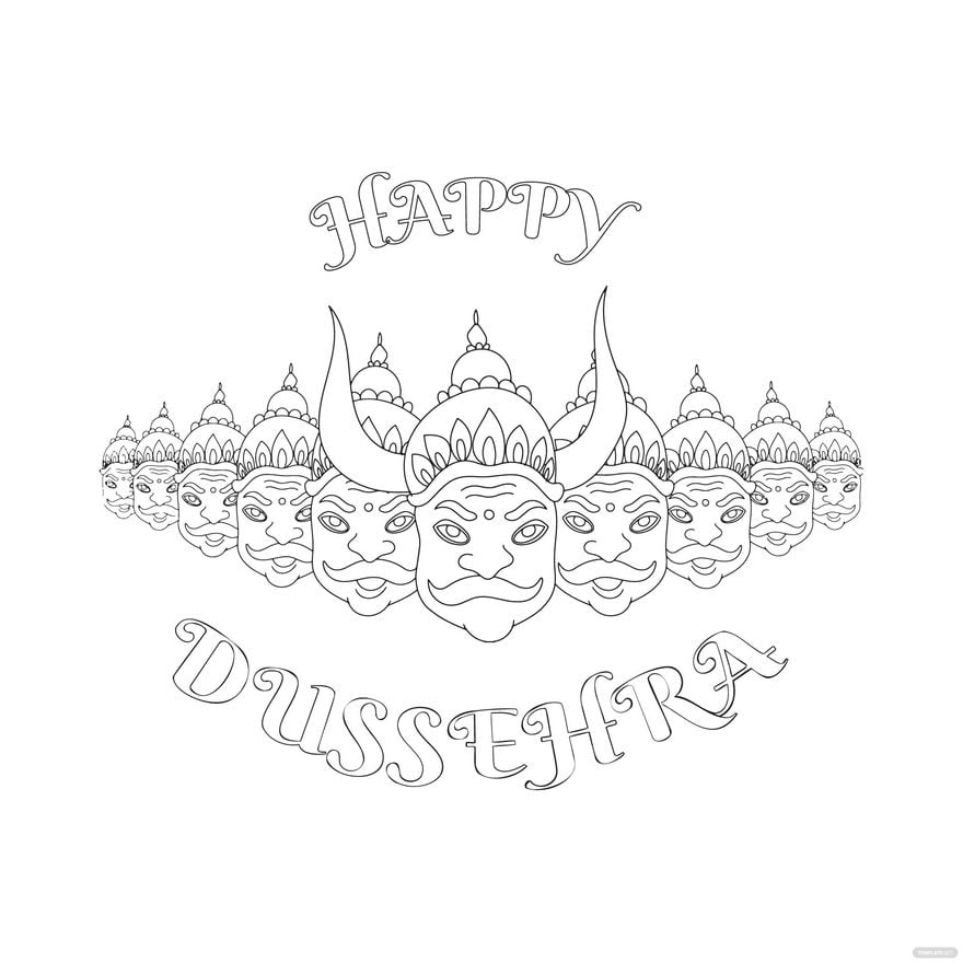 Dussehra celebration - ravana with ten heads, hand drawn sketch posters for  the wall • posters warrior, vector, traditional | myloview.com
