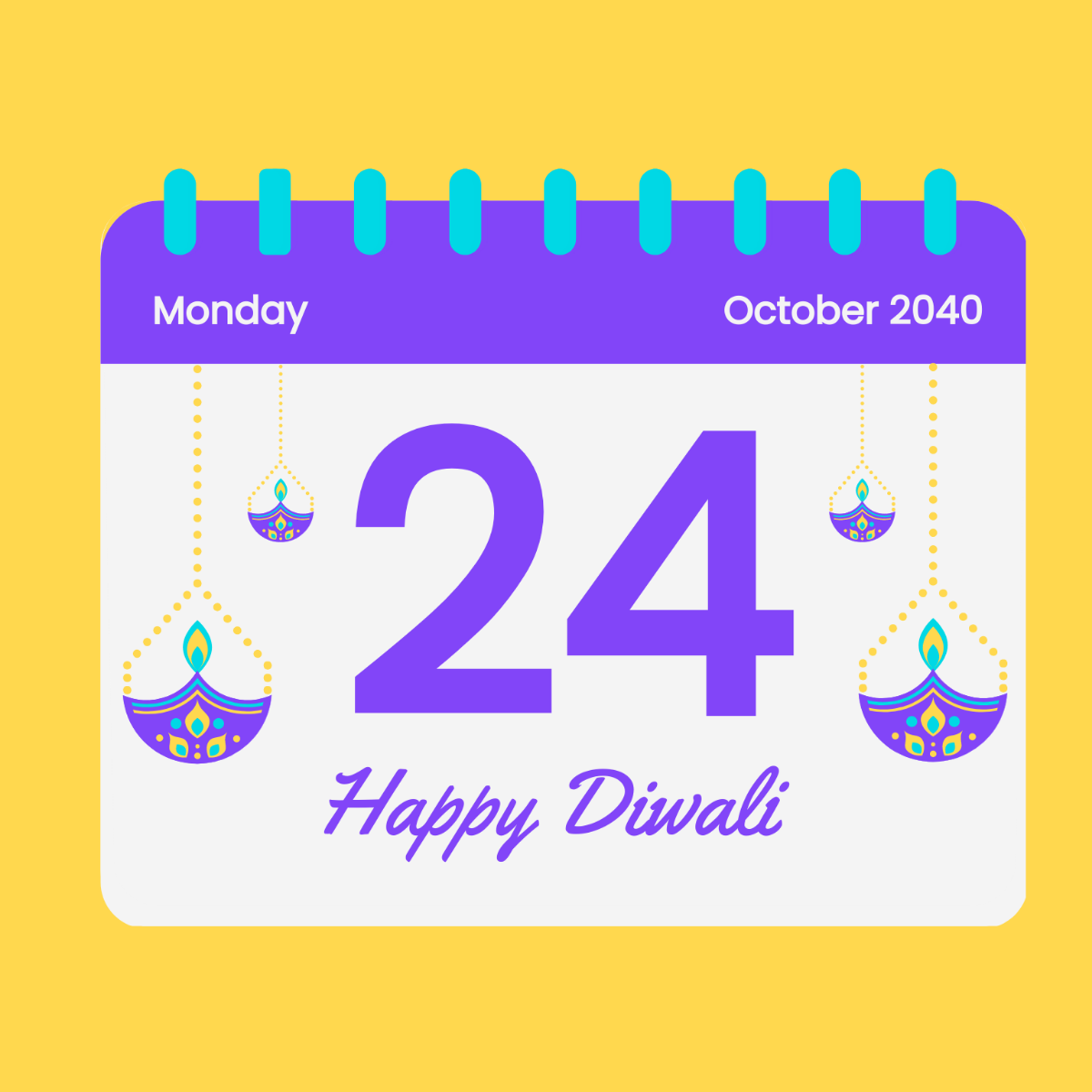 Diwali Calendar Vector Template