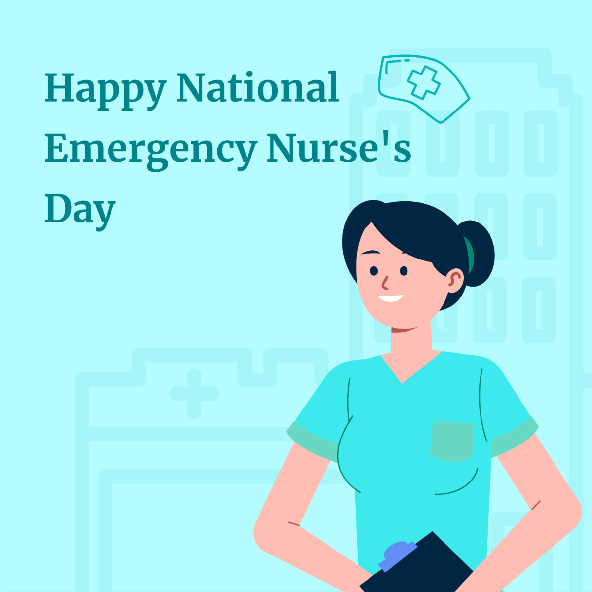 Happy National Emergency Nurse's Day Illustration Template