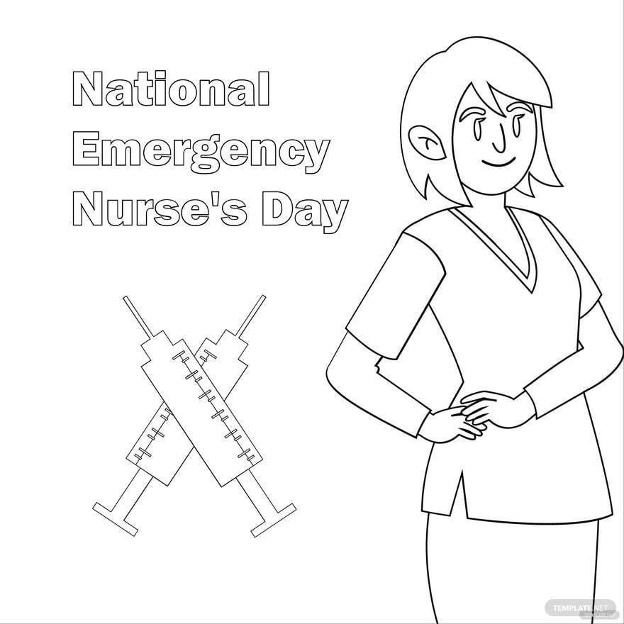 National Emergency Nurse's Day Drawing Vector