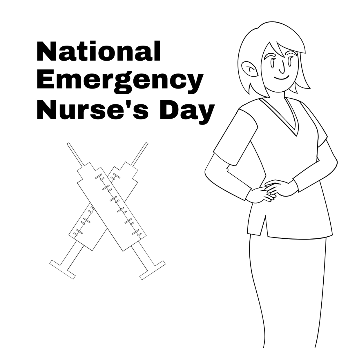 National Emergency Nurse's Day Drawing Vector Template