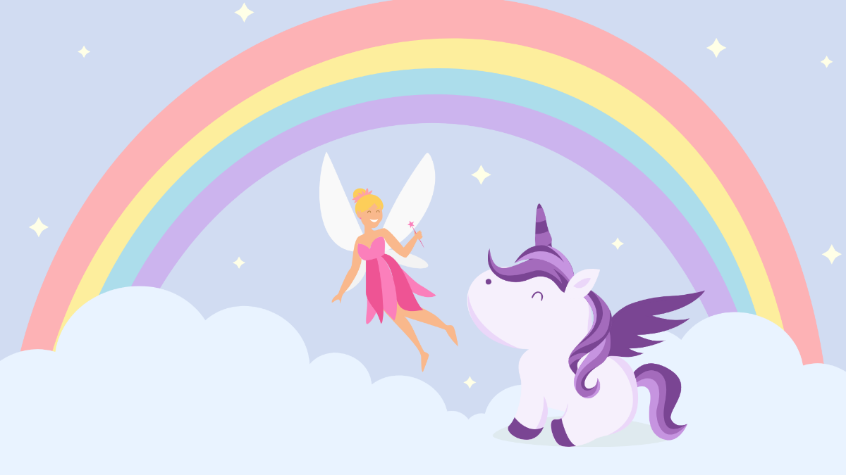 Fairy And Unicorn Background Template