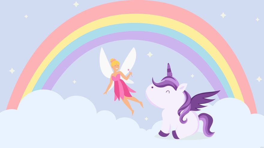 Free Fairy And Unicorn Background in Illustrator, EPS, SVG, JPG, PNG