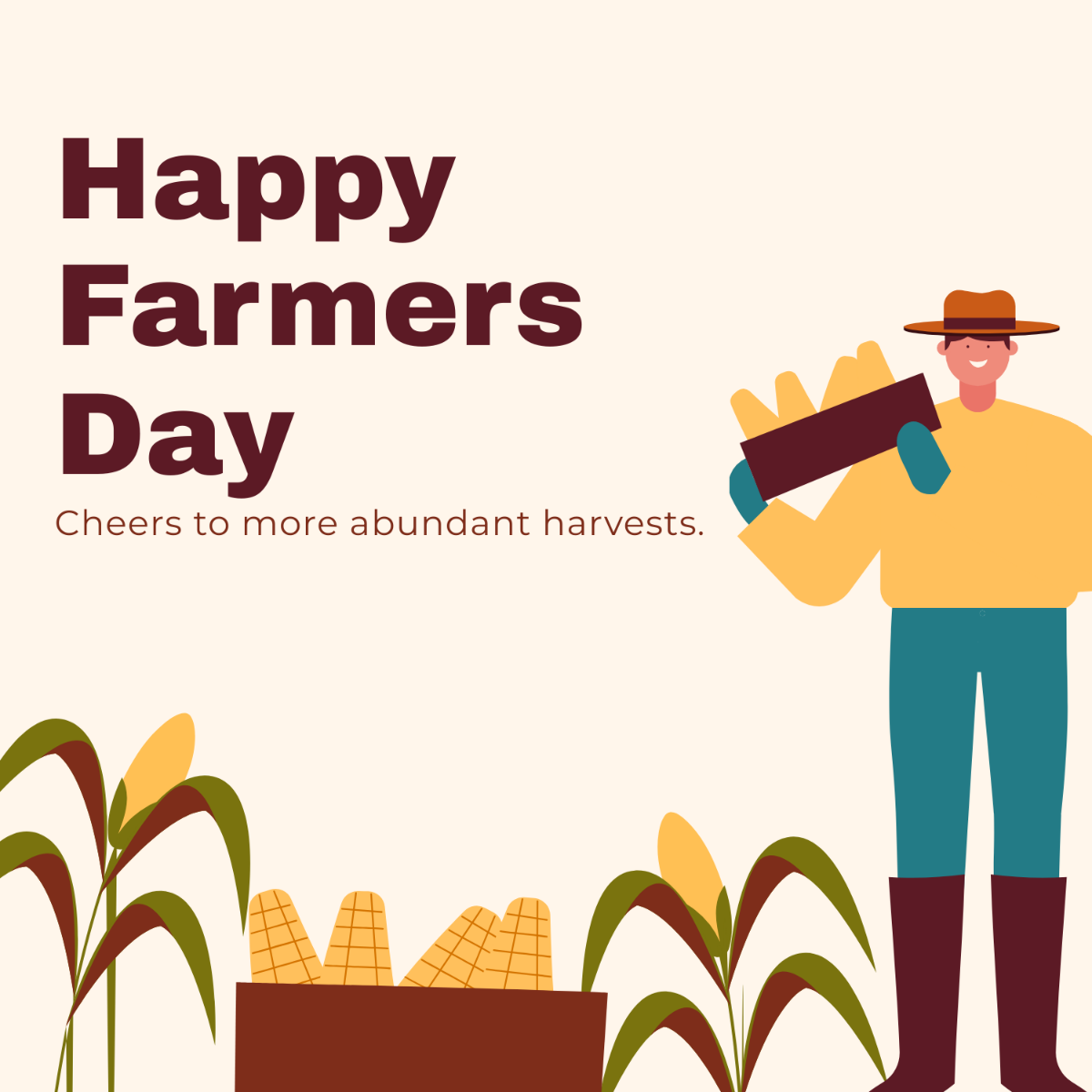 Farmers Day Greeting Card Vector Template