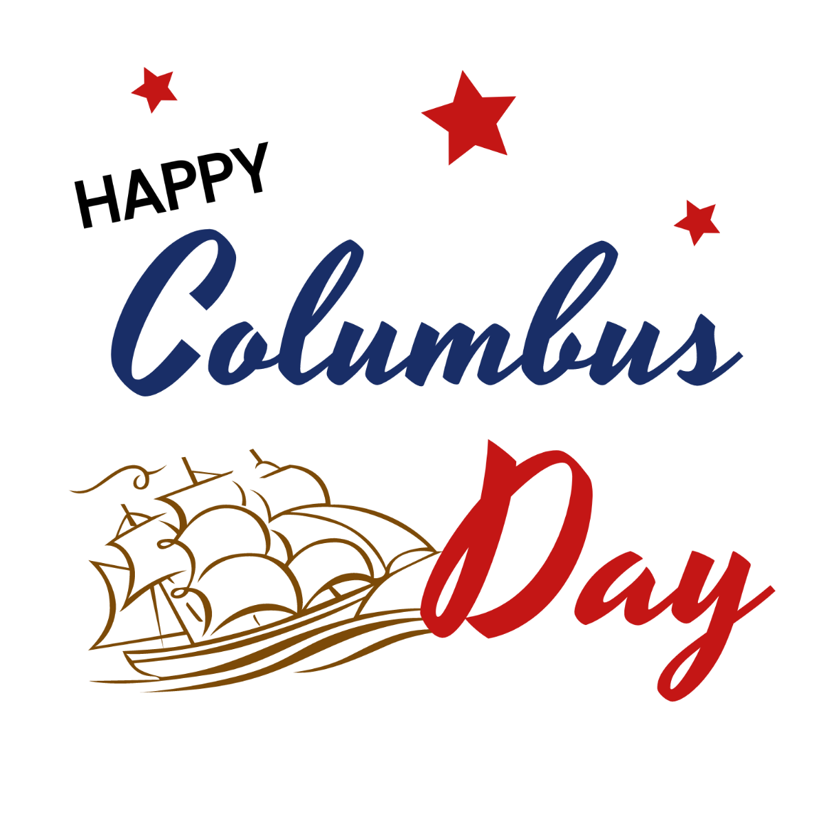 Happy Columbus Day Clipart Template