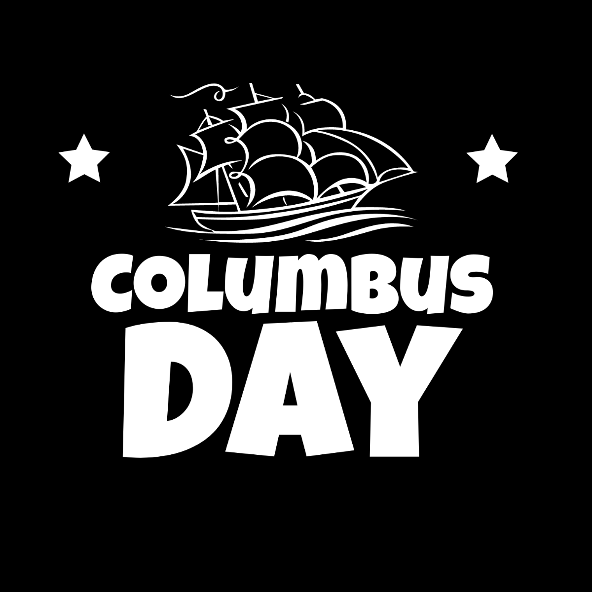Black And White Columbus Day Clipart Template