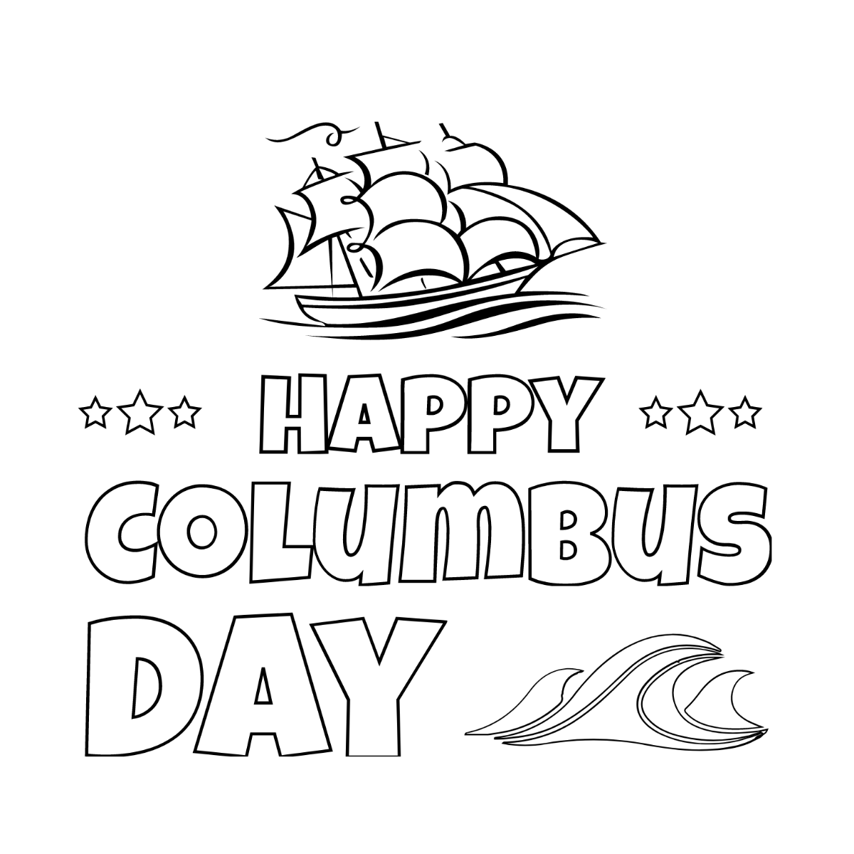 Happy Columbus Day Drawing Template