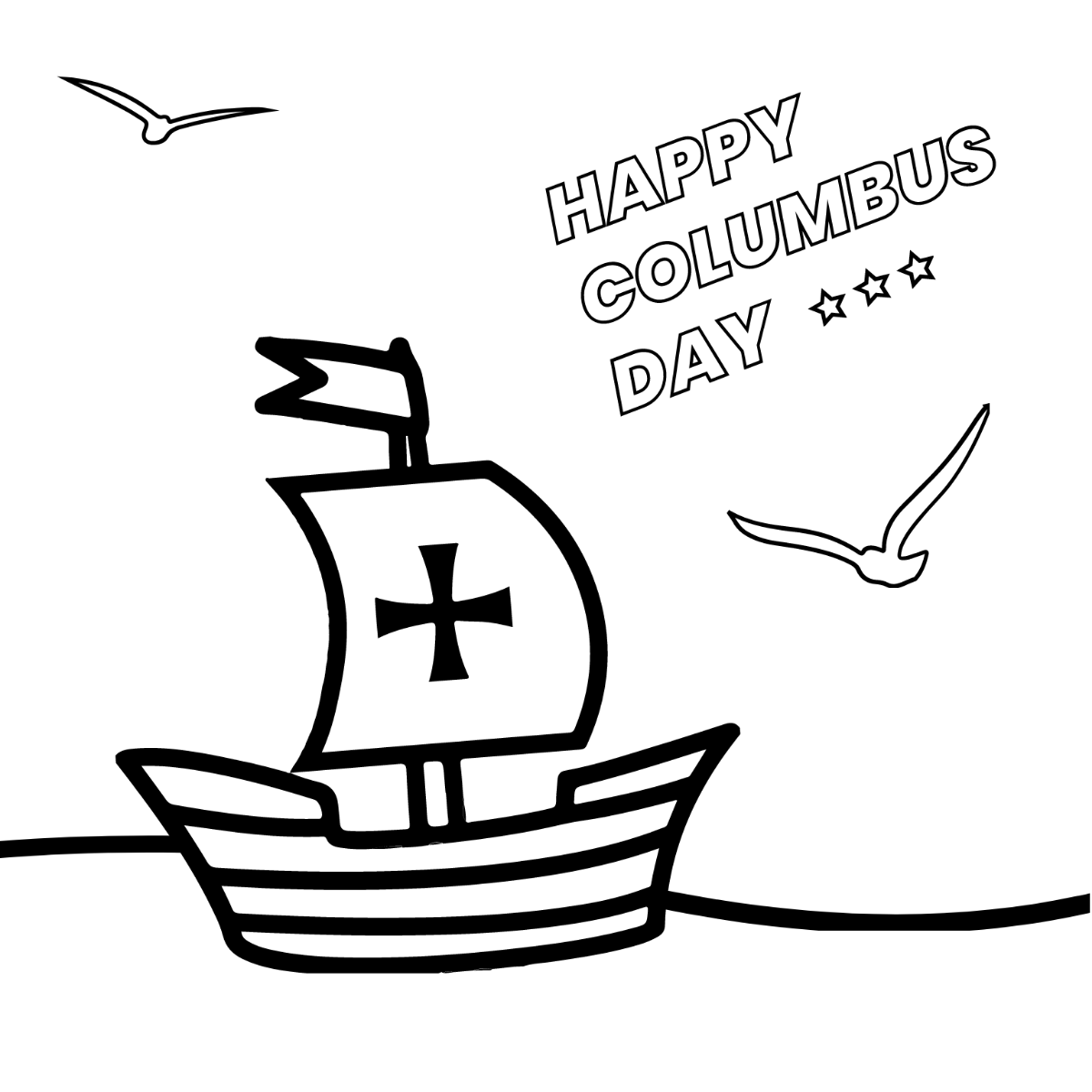 Columbus Day Image Drawing Template