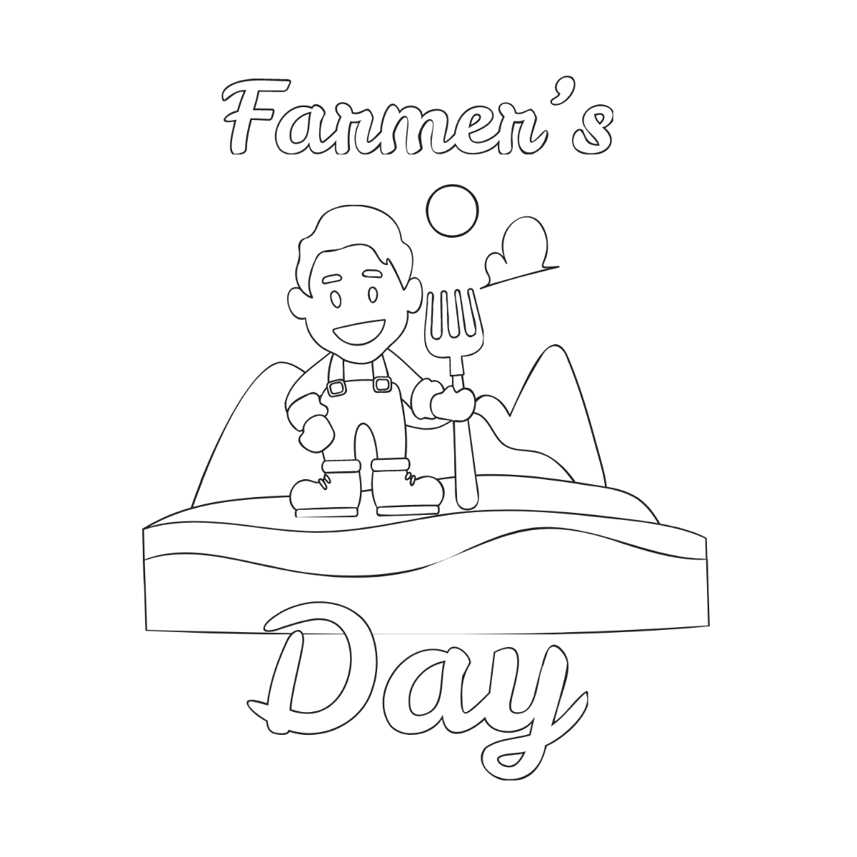 Free Farmers Day Drawing Vector Template
