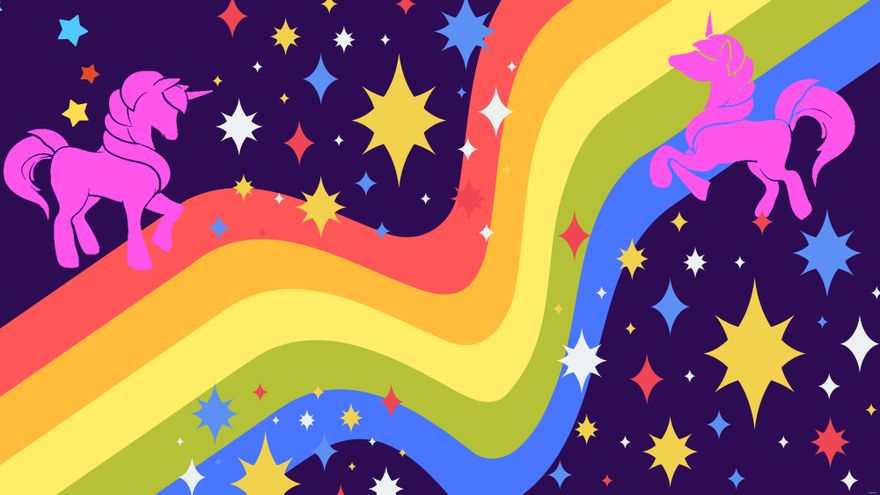 Free Bright Unicorns Background in Illustrator, EPS, SVG, JPG, PNG