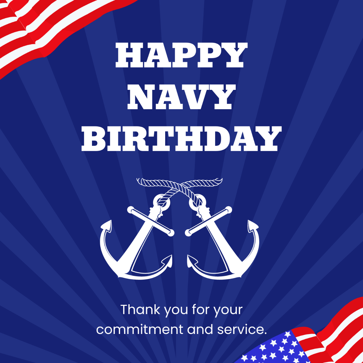 Navy Birthday Flyer Vector Template