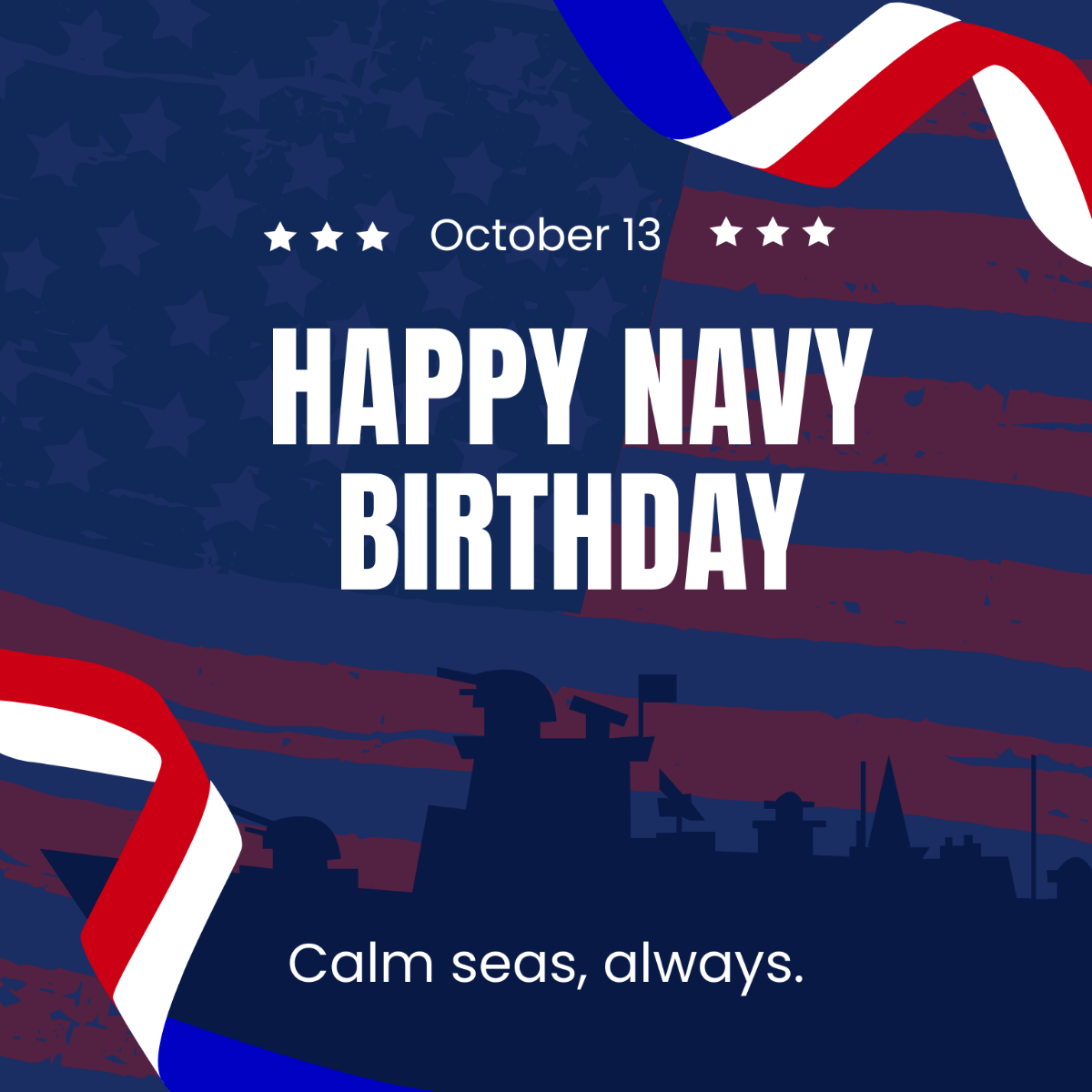 Navy Birthday Poster Vector Template