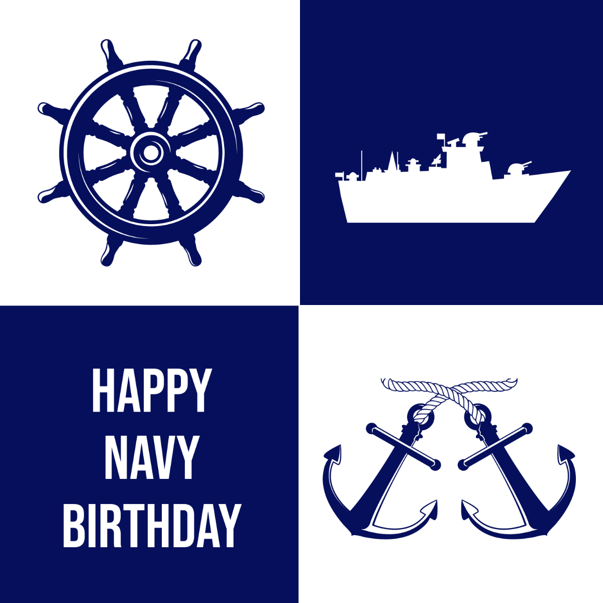 Free Navy Birthday Illustration Template