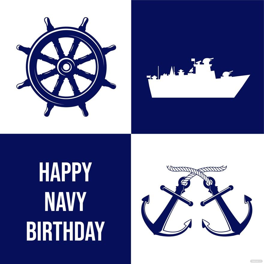 Navy Birthday Illustration in Illustrator, PSD, EPS, SVG, JPG, PNG