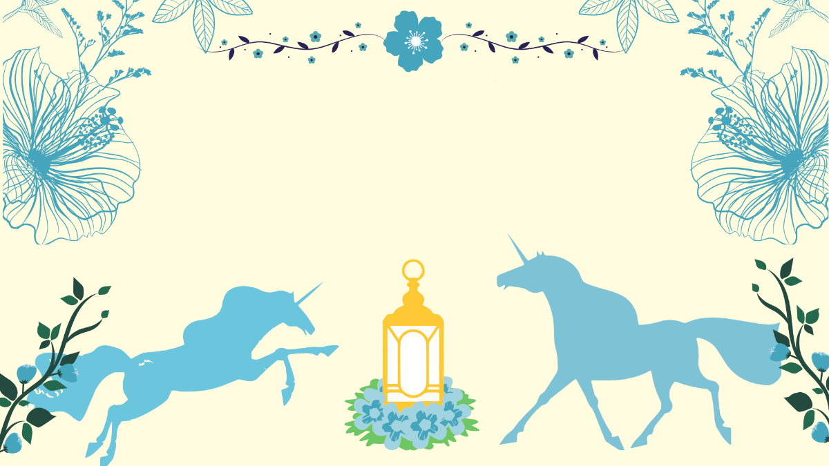 Flowers And Unicorn Background Template
