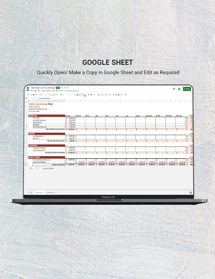 Free Project Cash Flow Template - Google Sheets, Excel | Template.net