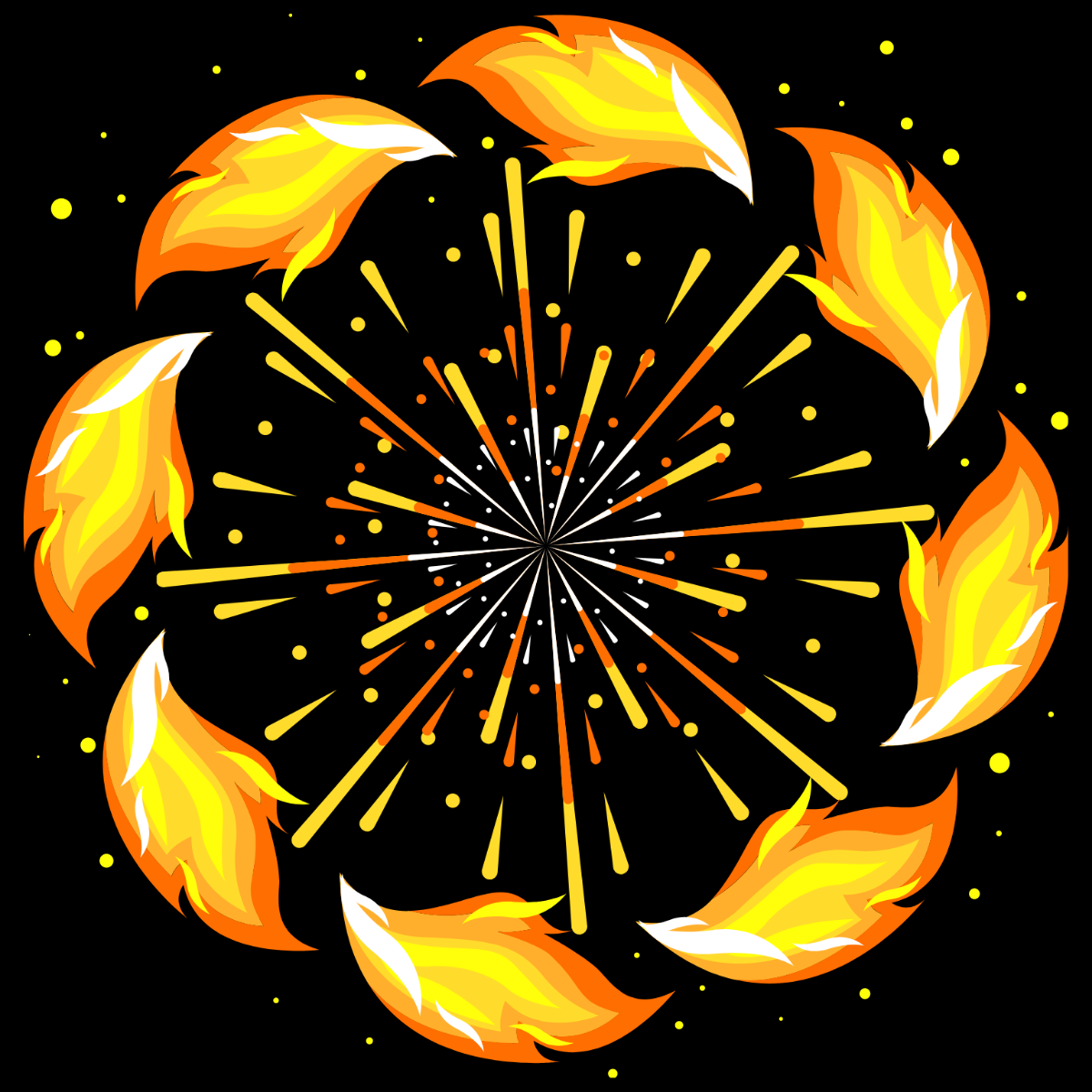 Fire Flower Vector Template